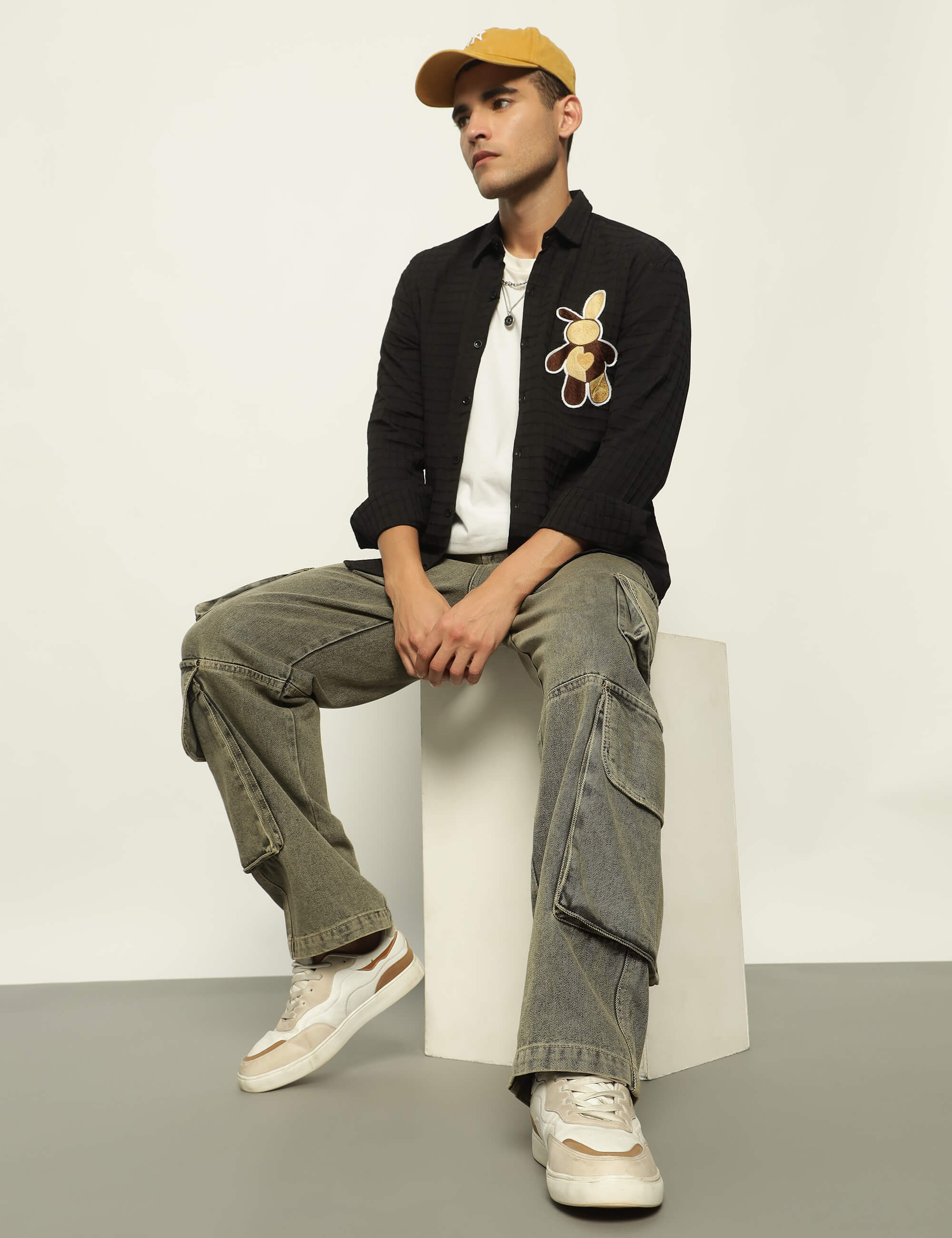 Fun Element Embroidery Patch Black Shirt