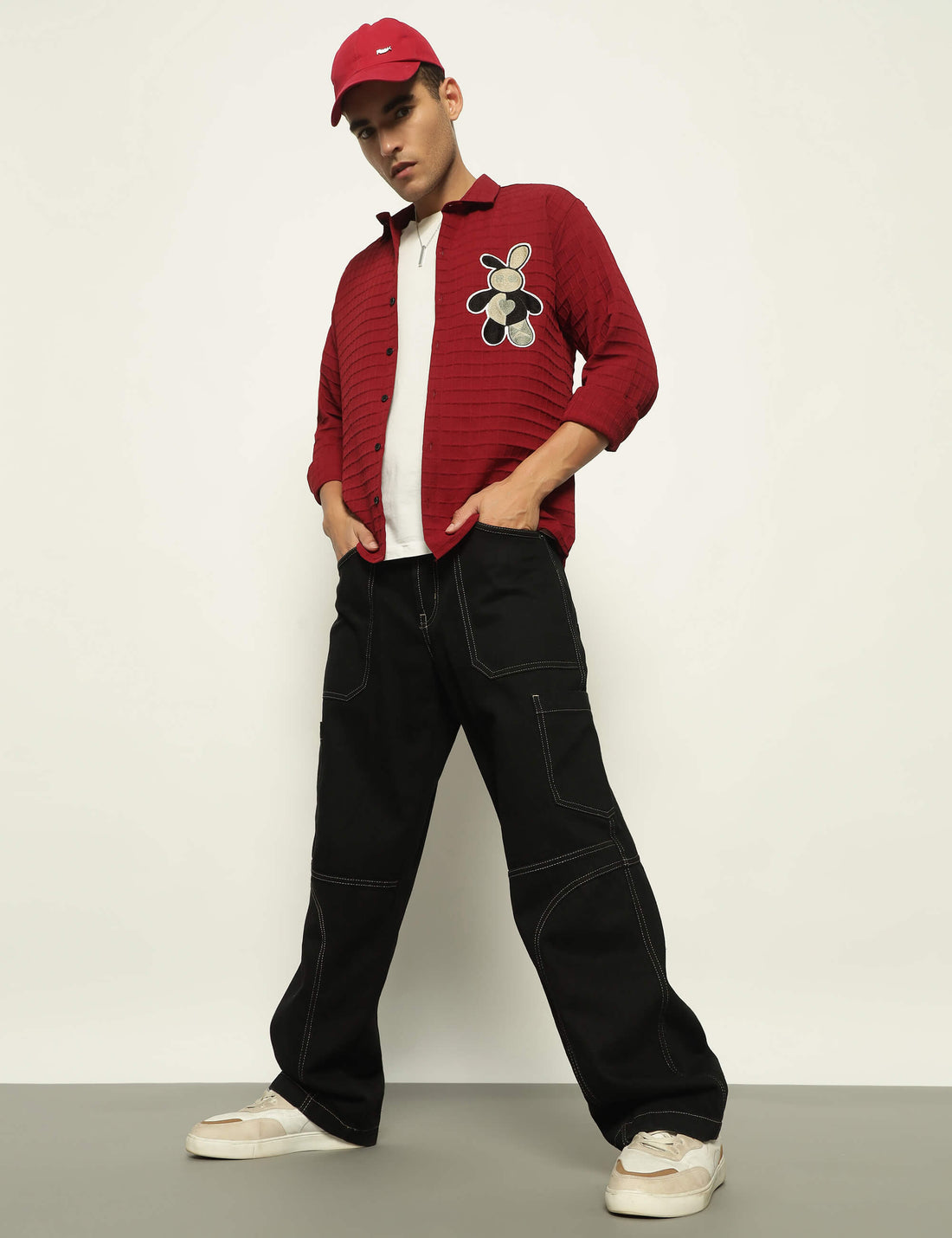 Fun Element Embroidery Patch Maroon Shirt