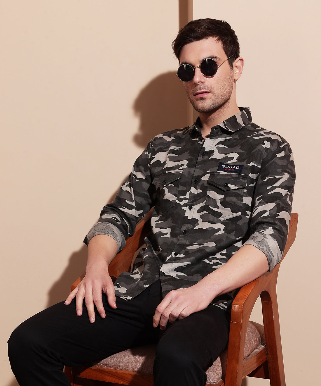 Tactical Grey Camo Cotton Blend Shirt