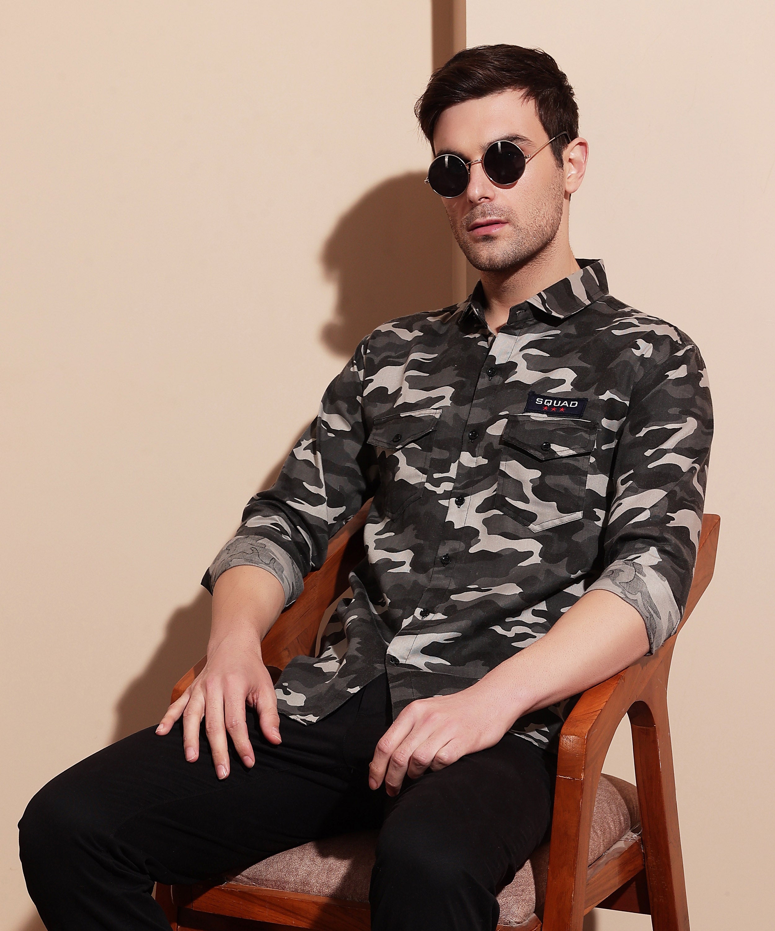 Tactical Grey Camo Cotton Blend Shirt