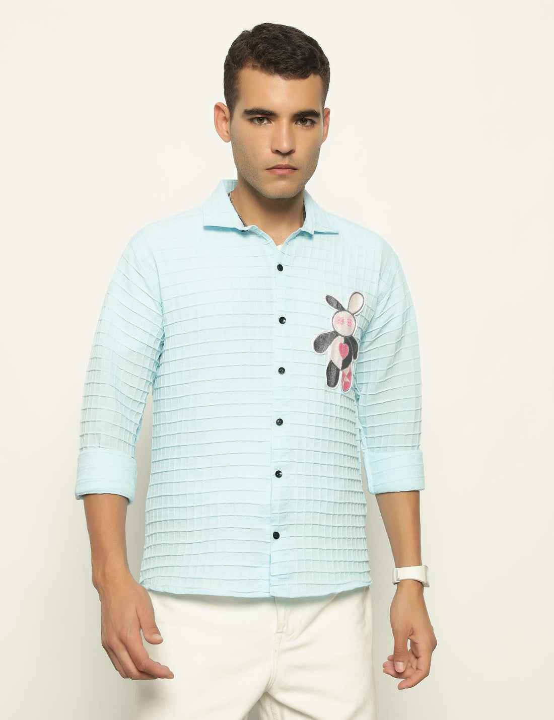 Fun Element Embroidery Patch Light Blue Shirt