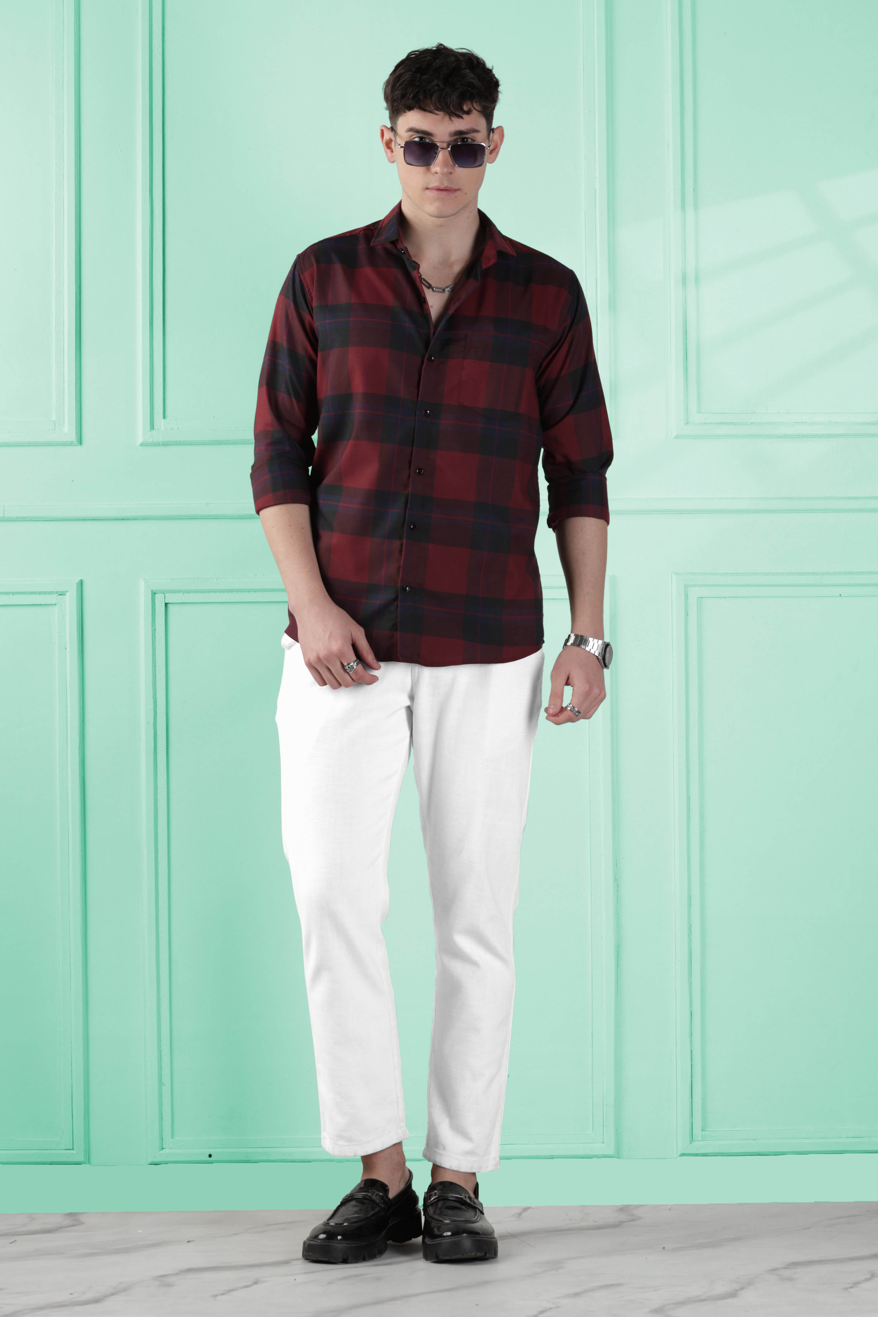 Dark Grid Cotton Blend Shirt