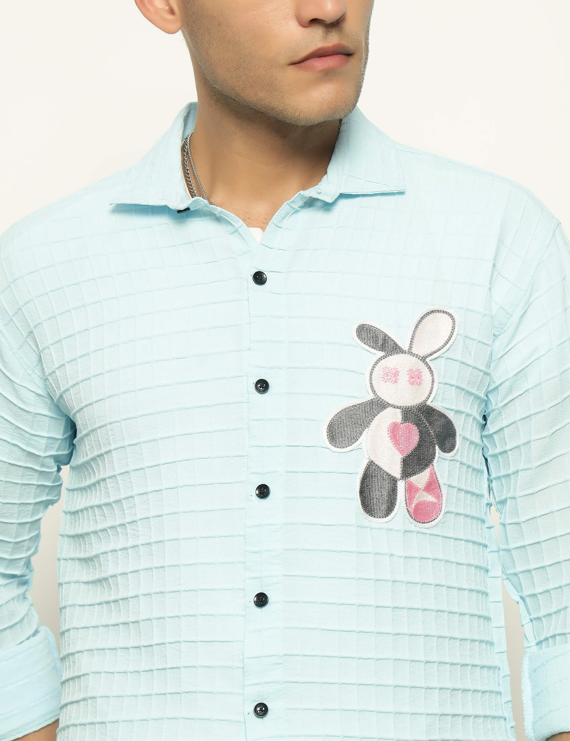 Fun Element Embroidery Patch Light Blue Shirt