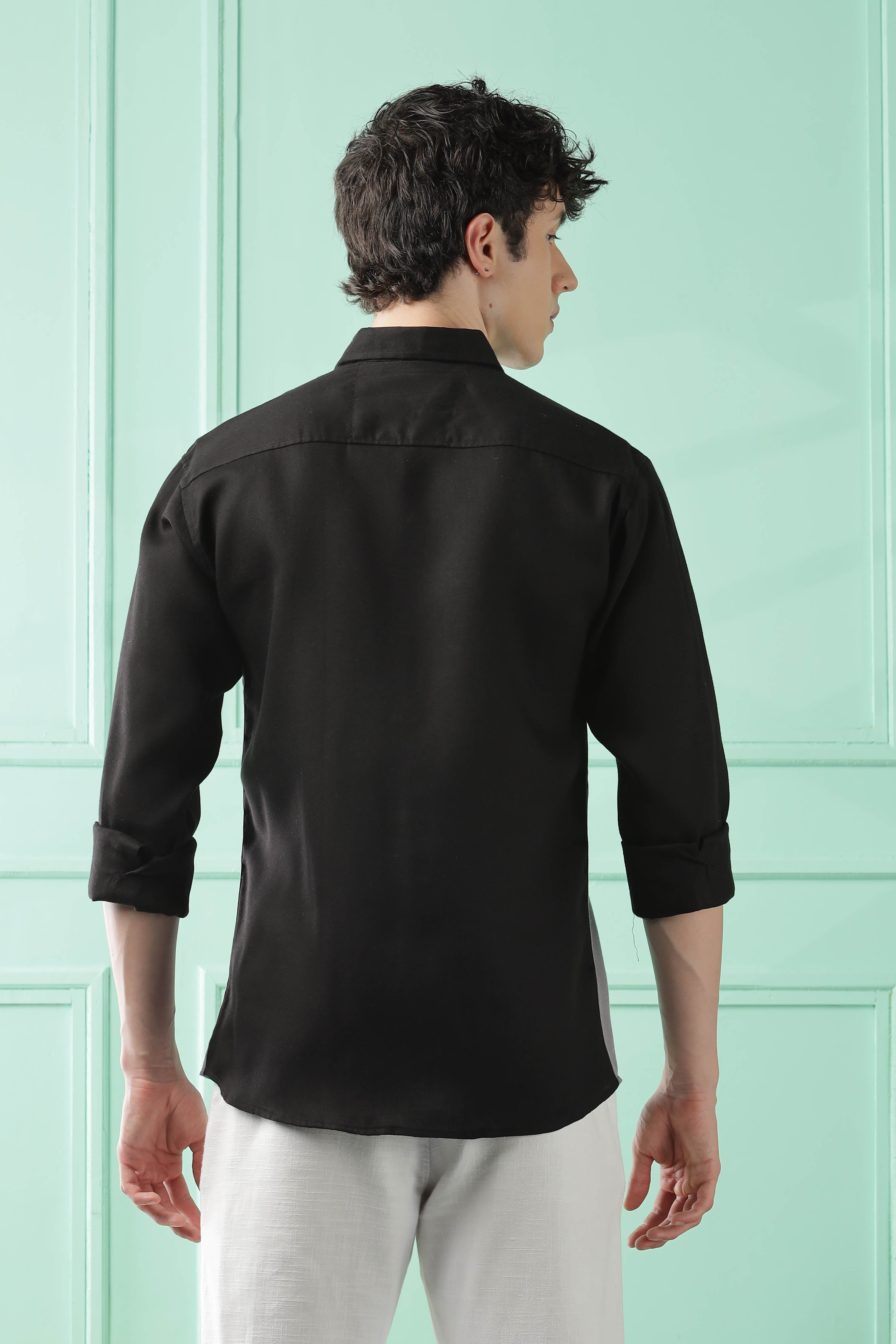 Fresh Wave Two-Tone Cotton Blend Grey Casual Shirt