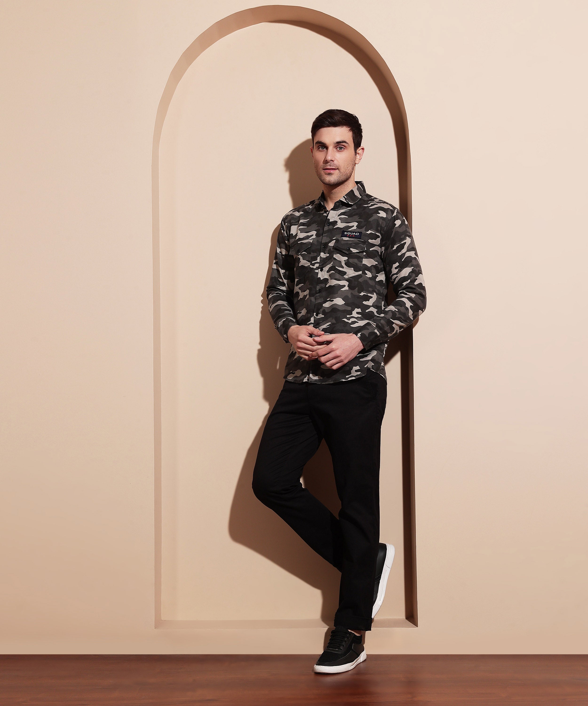 Tactical Grey Camo Cotton Blend Shirt