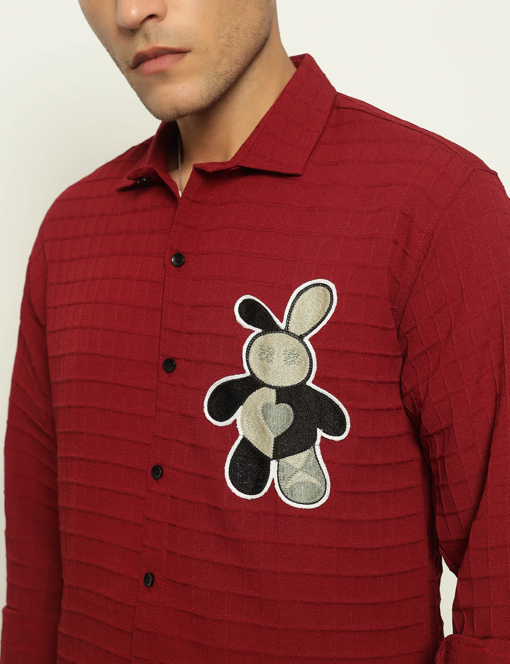 Fun Element Embroidery Patch Maroon Shirt
