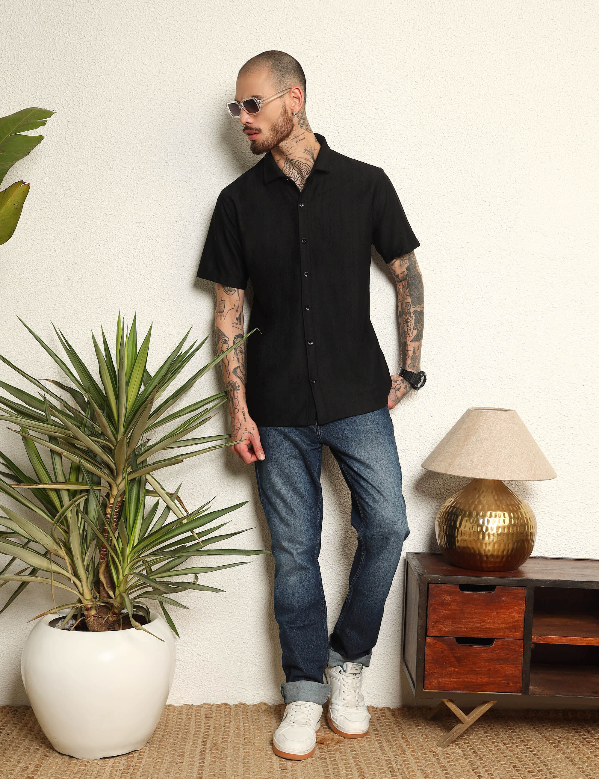 Midnight Black Classic Polyester Blend Shirt