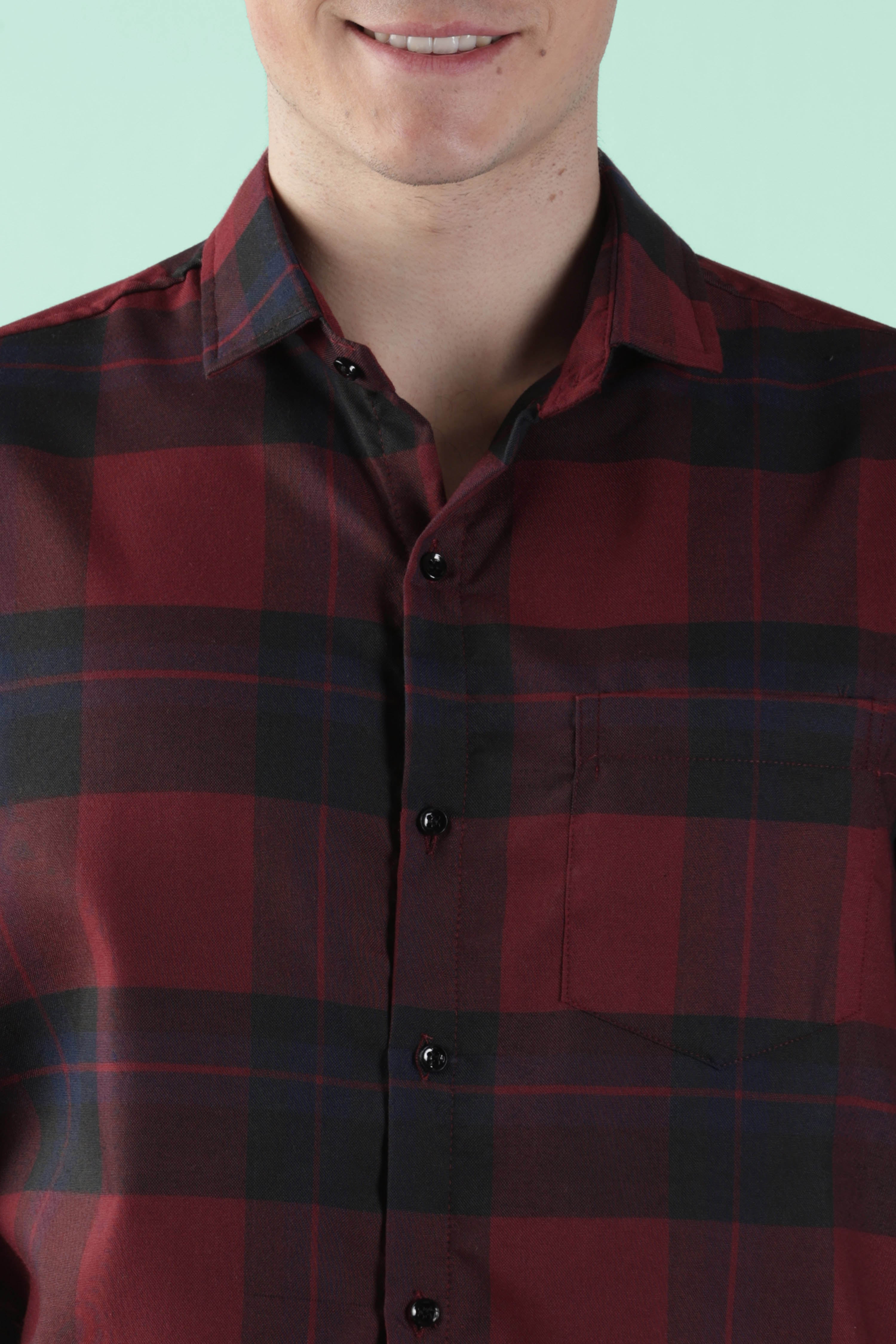 Dark Grid Cotton Blend Shirt