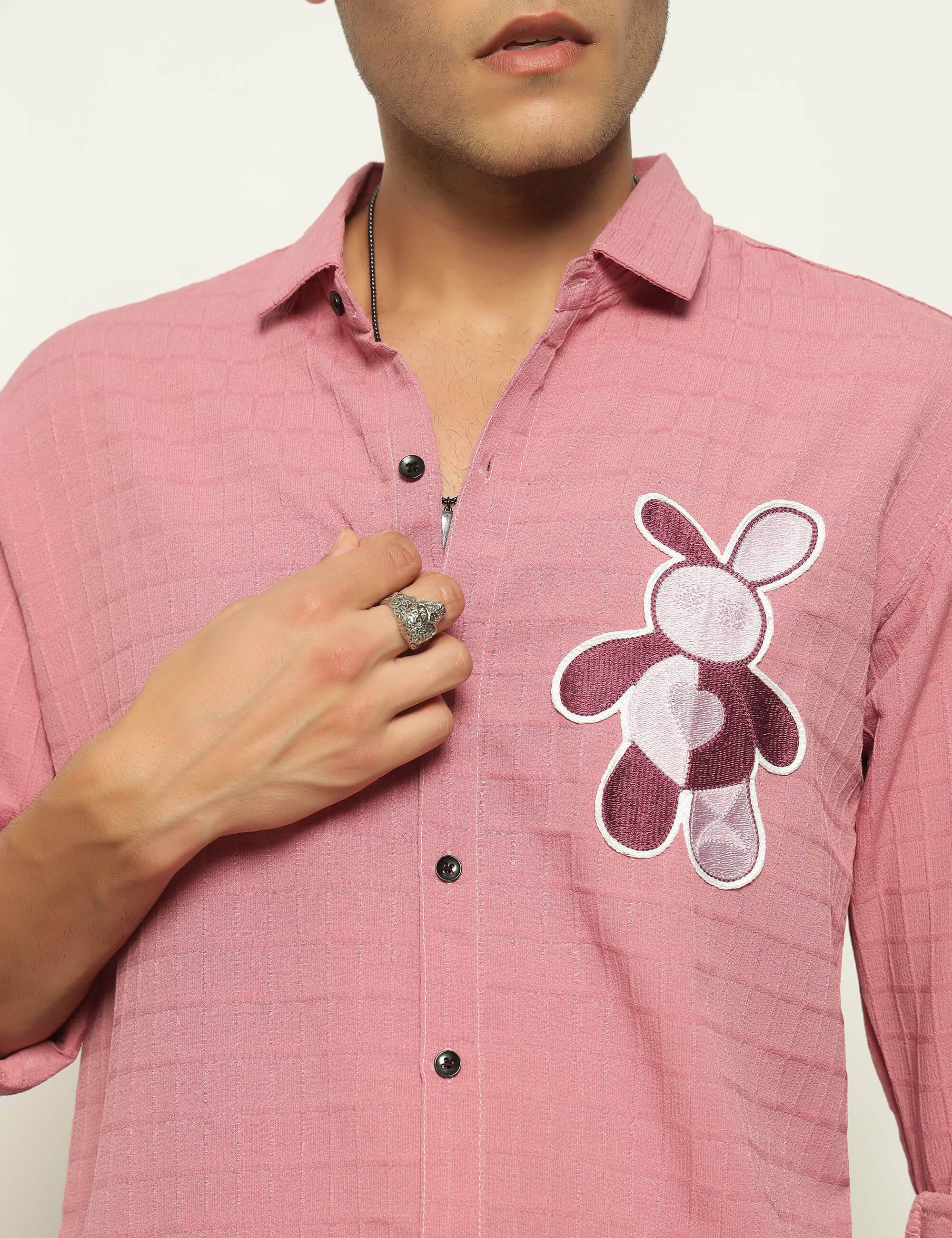 Fun Element Embroidery Patch Pink Shirt