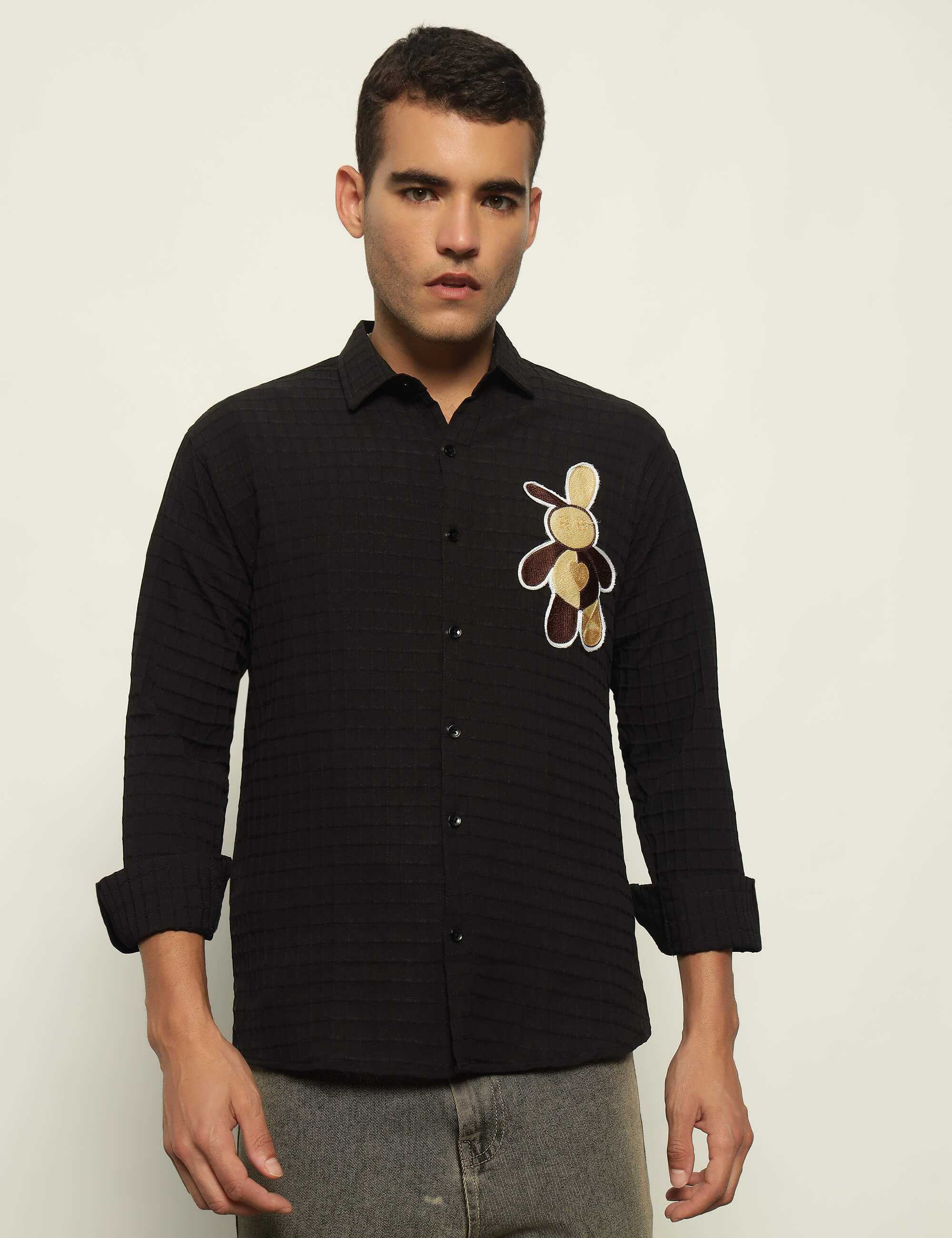 Fun Element Embroidery Patch Black Shirt