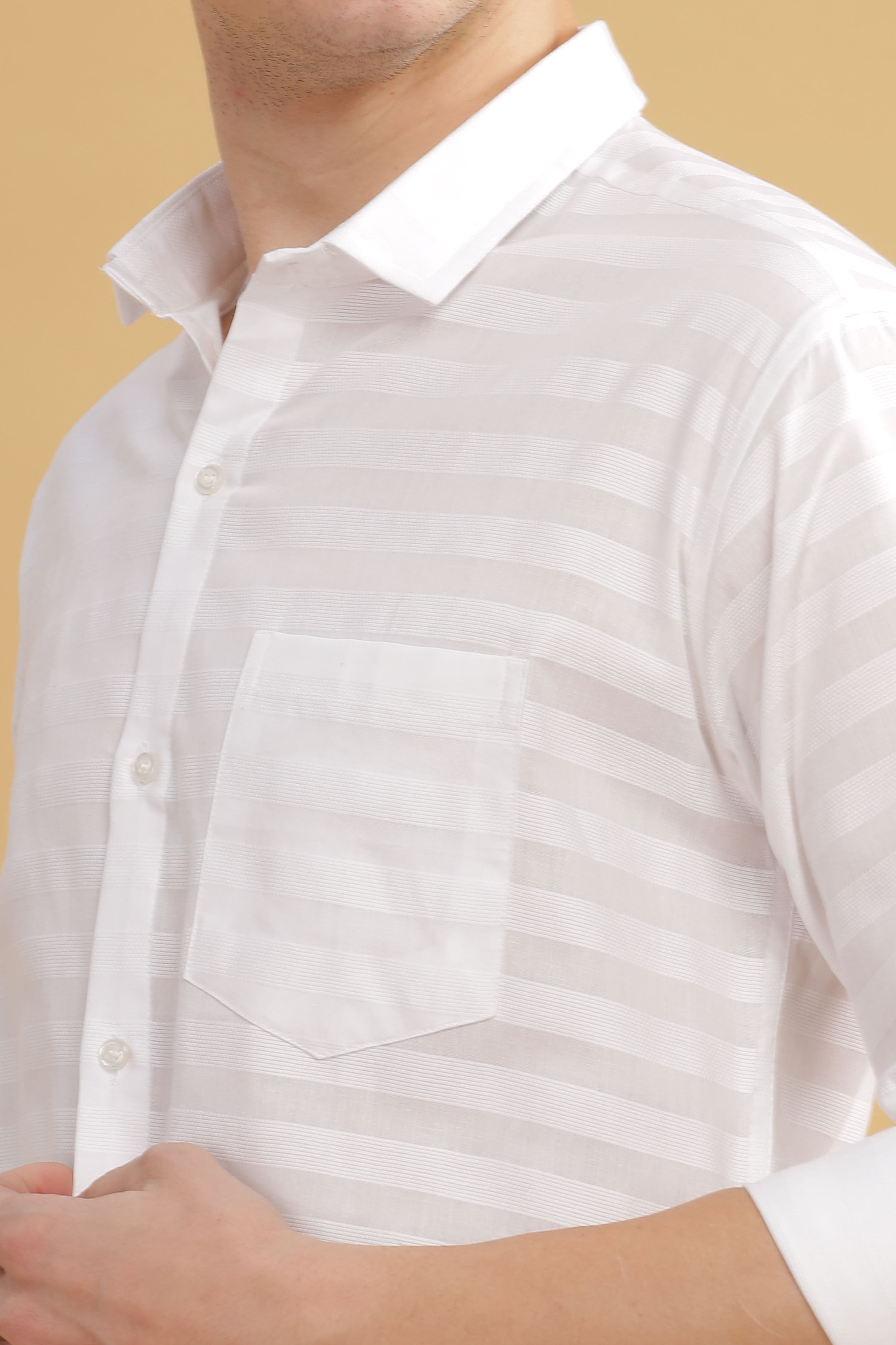 Pure Stripes White Casual Cotton Shirt