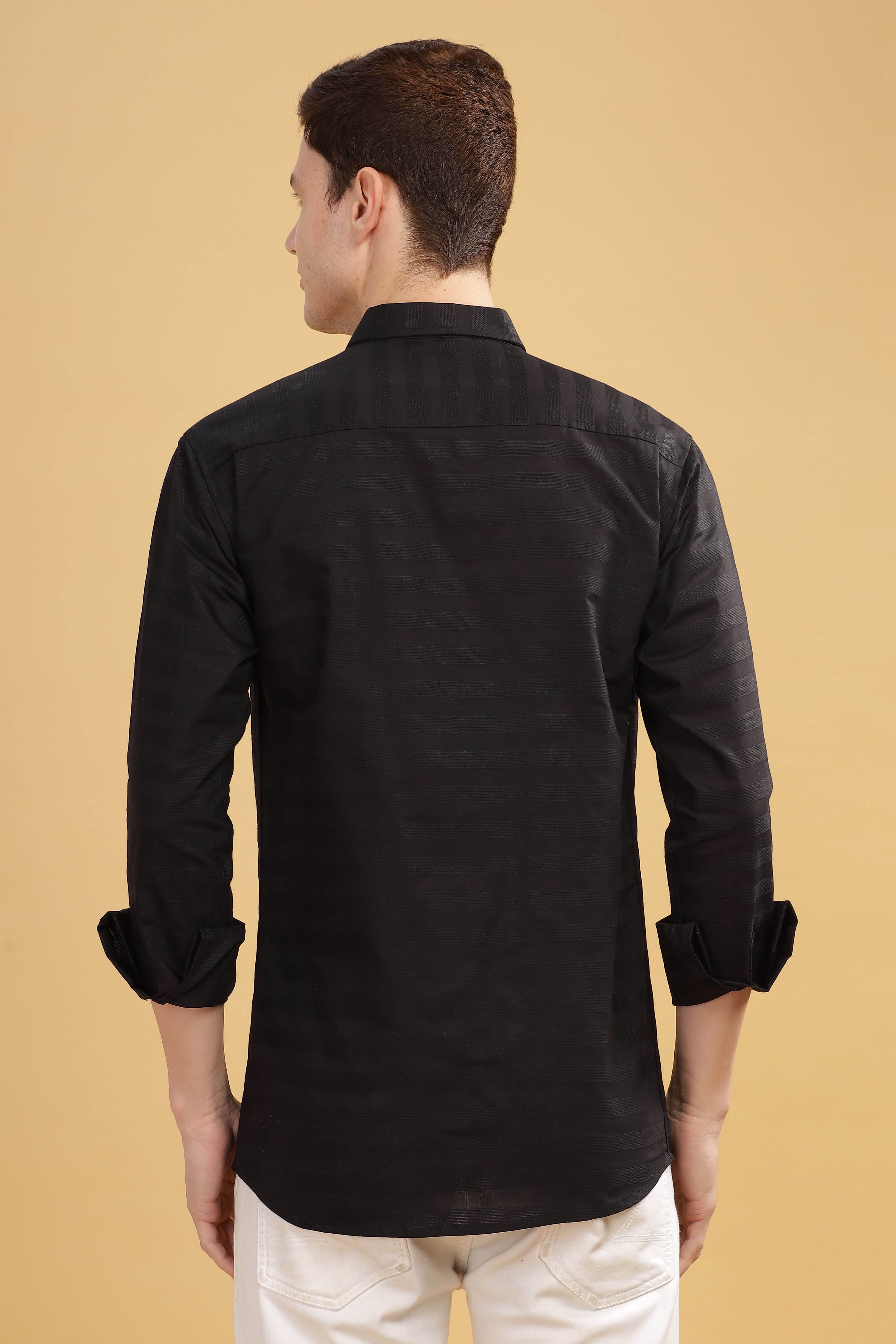 Pure Stripes Black Casual Cotton Shirt