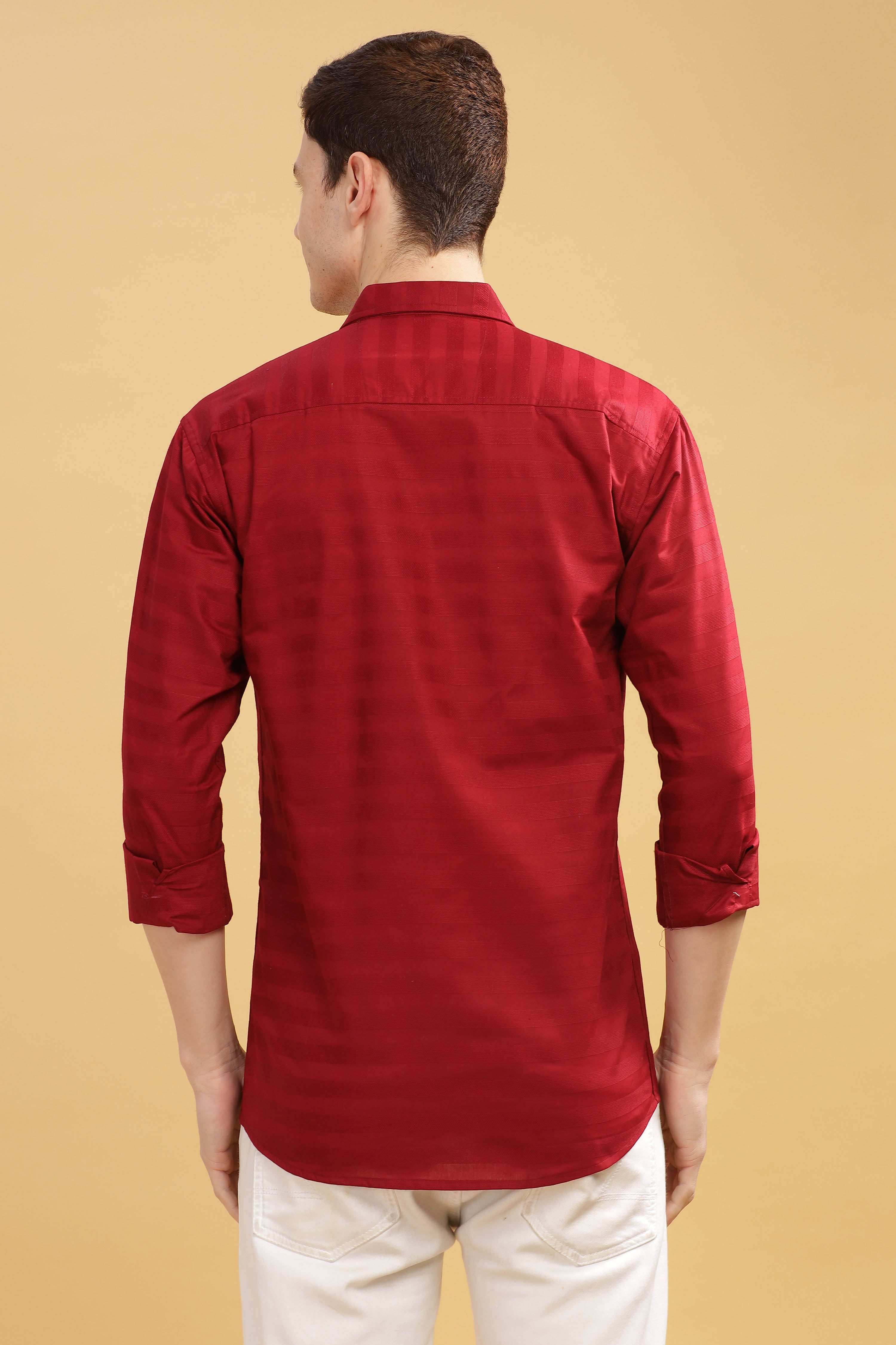Pure Stripes Maroon Casual Cotton Shirt