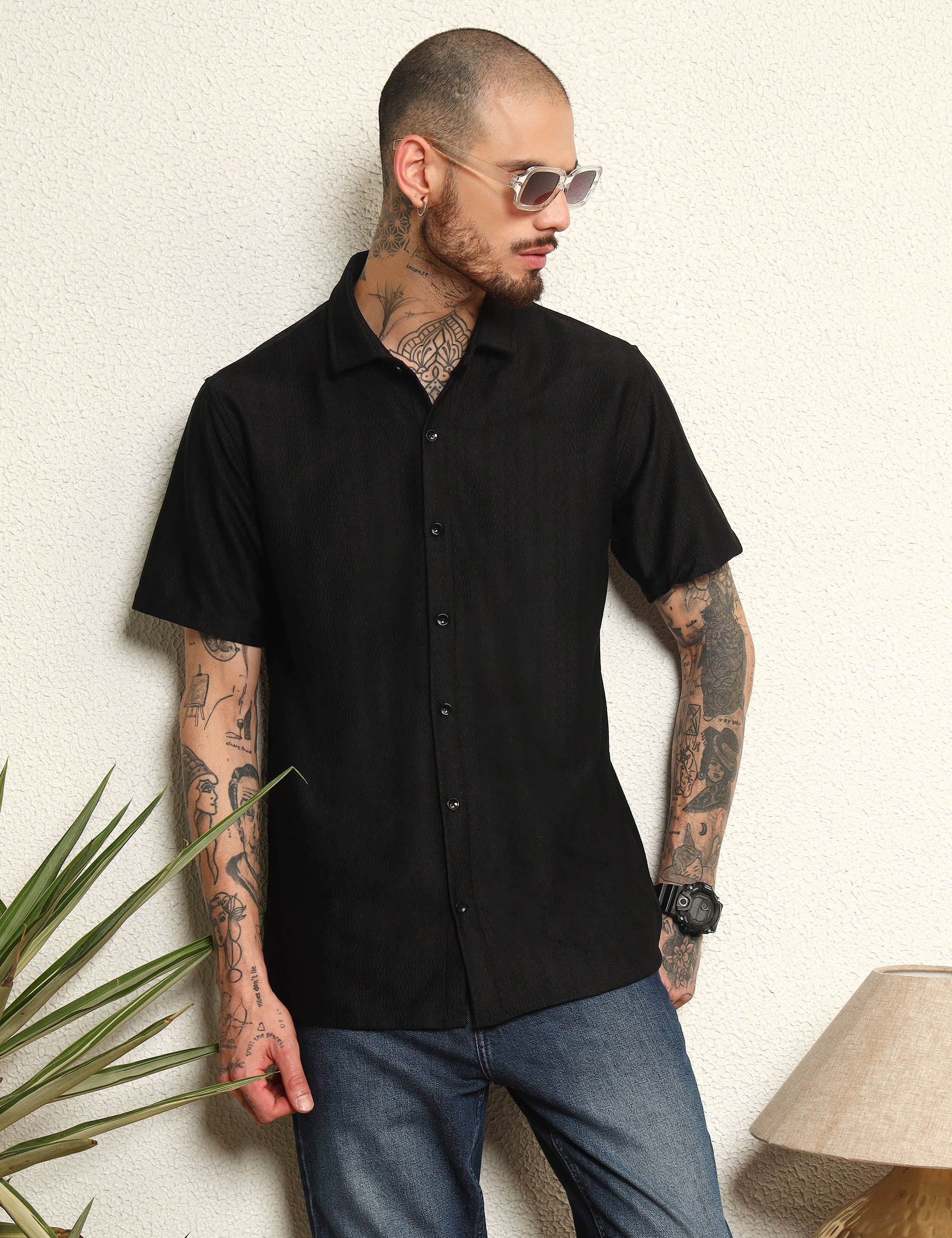 Midnight Black Classic Polyester Blend Shirt