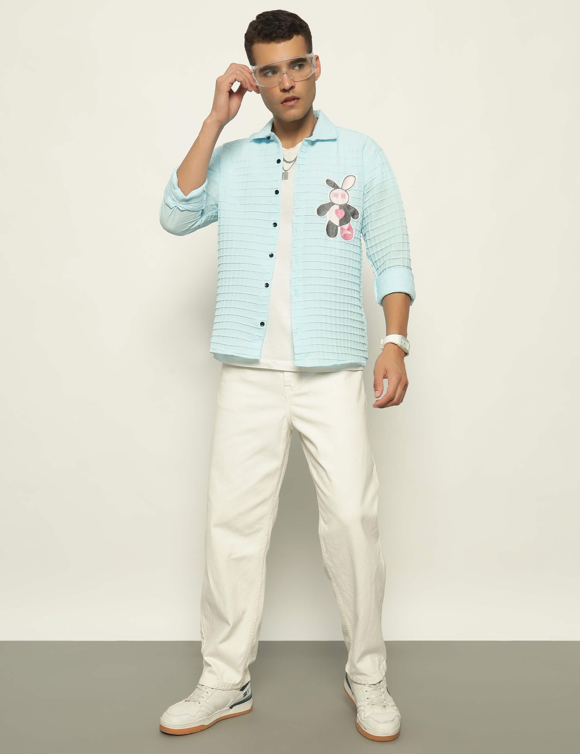 Fun Element Embroidery Patch Light Blue Shirt