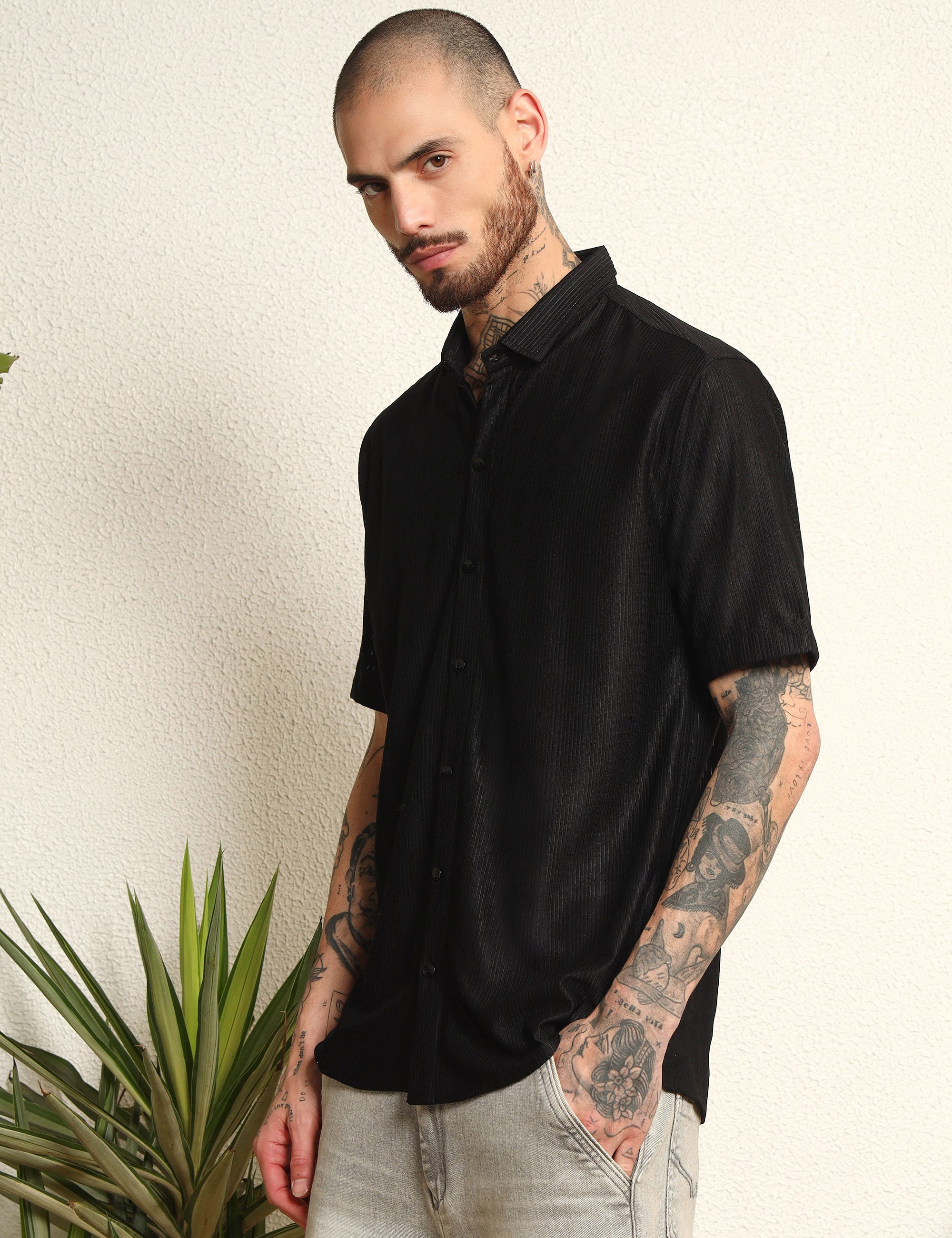 Eclipse Black Polyester Blend Shirt