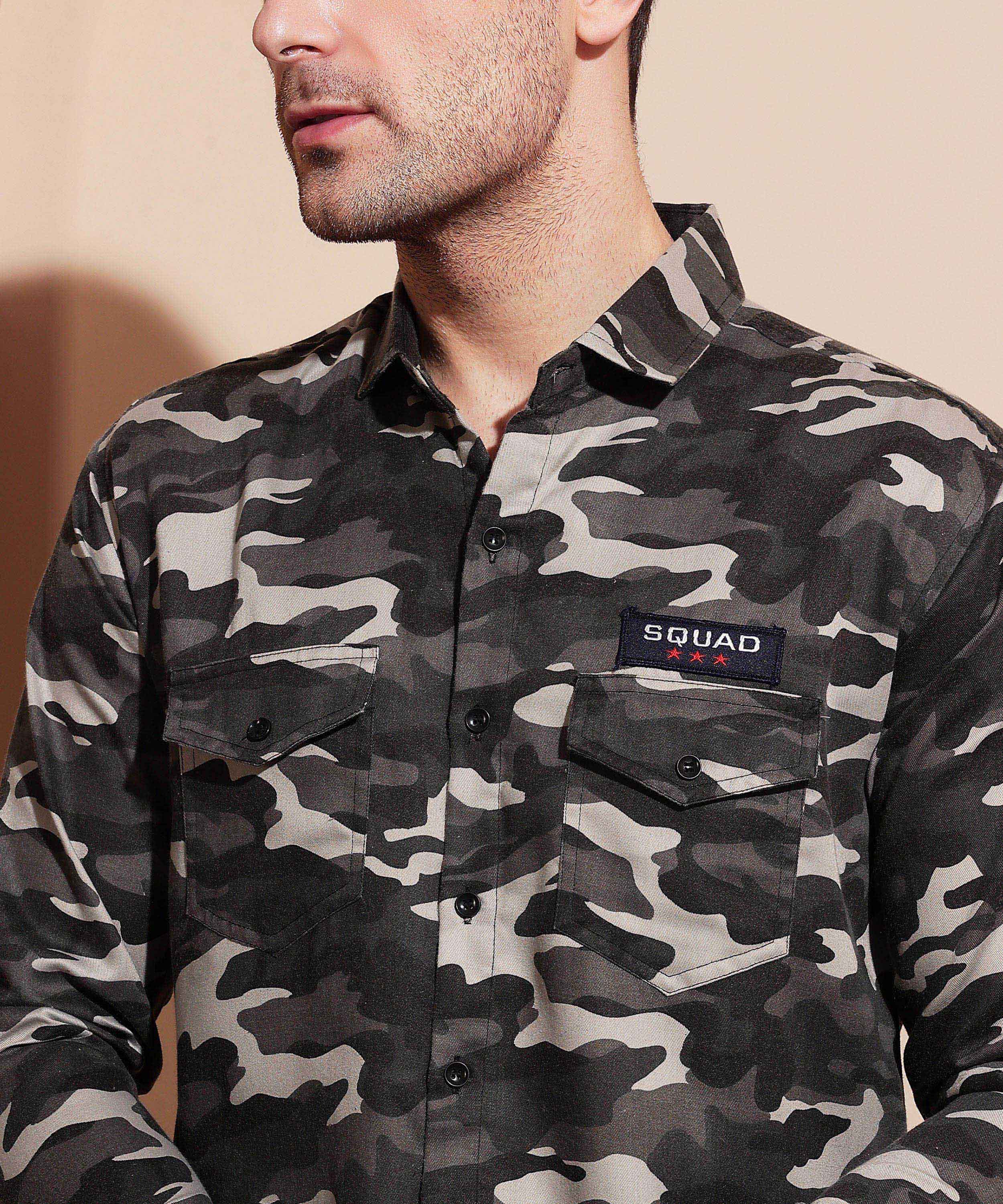 Tactical Grey Camo Cotton Blend Shirt