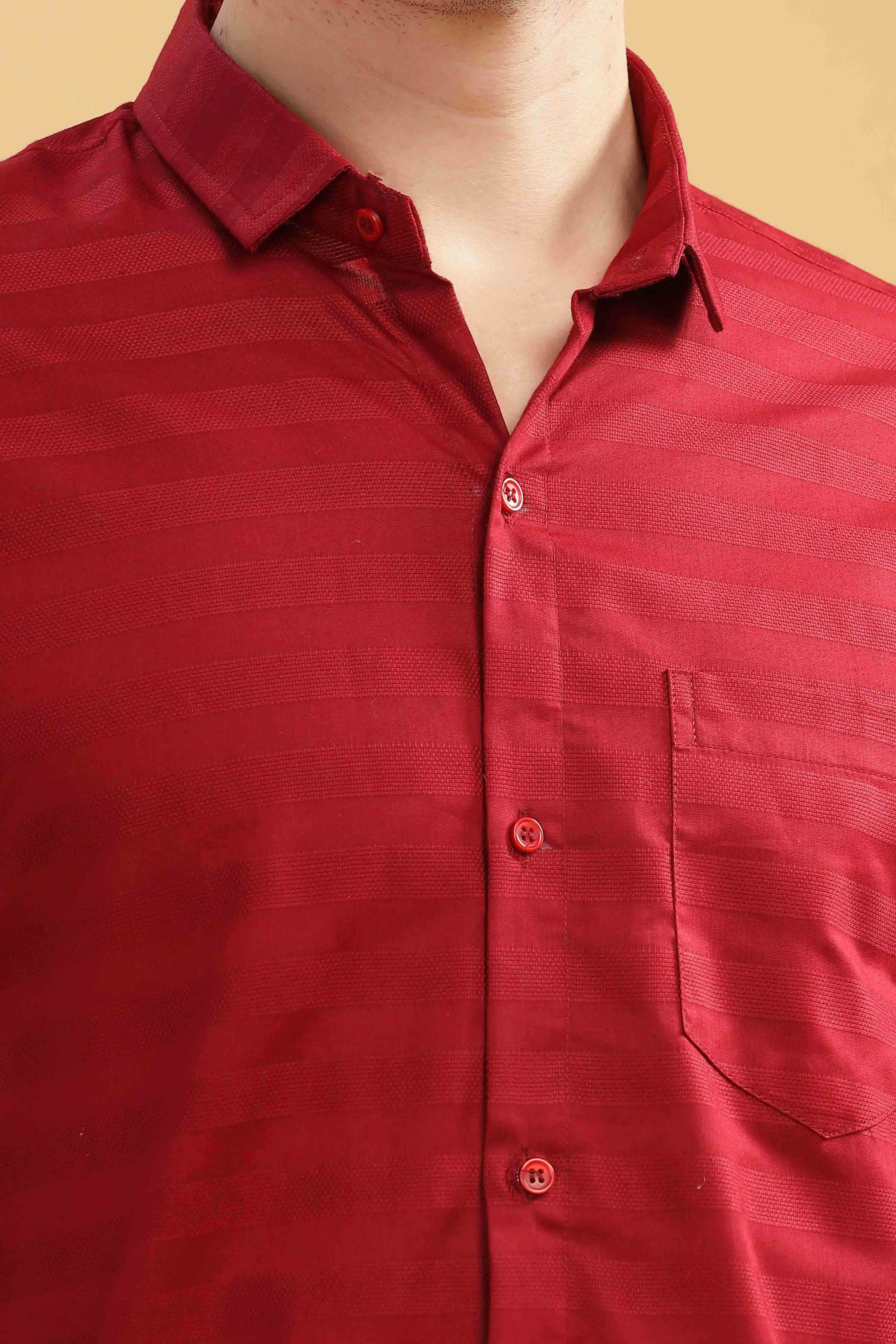 Pure Stripes Maroon Casual Cotton Shirt
