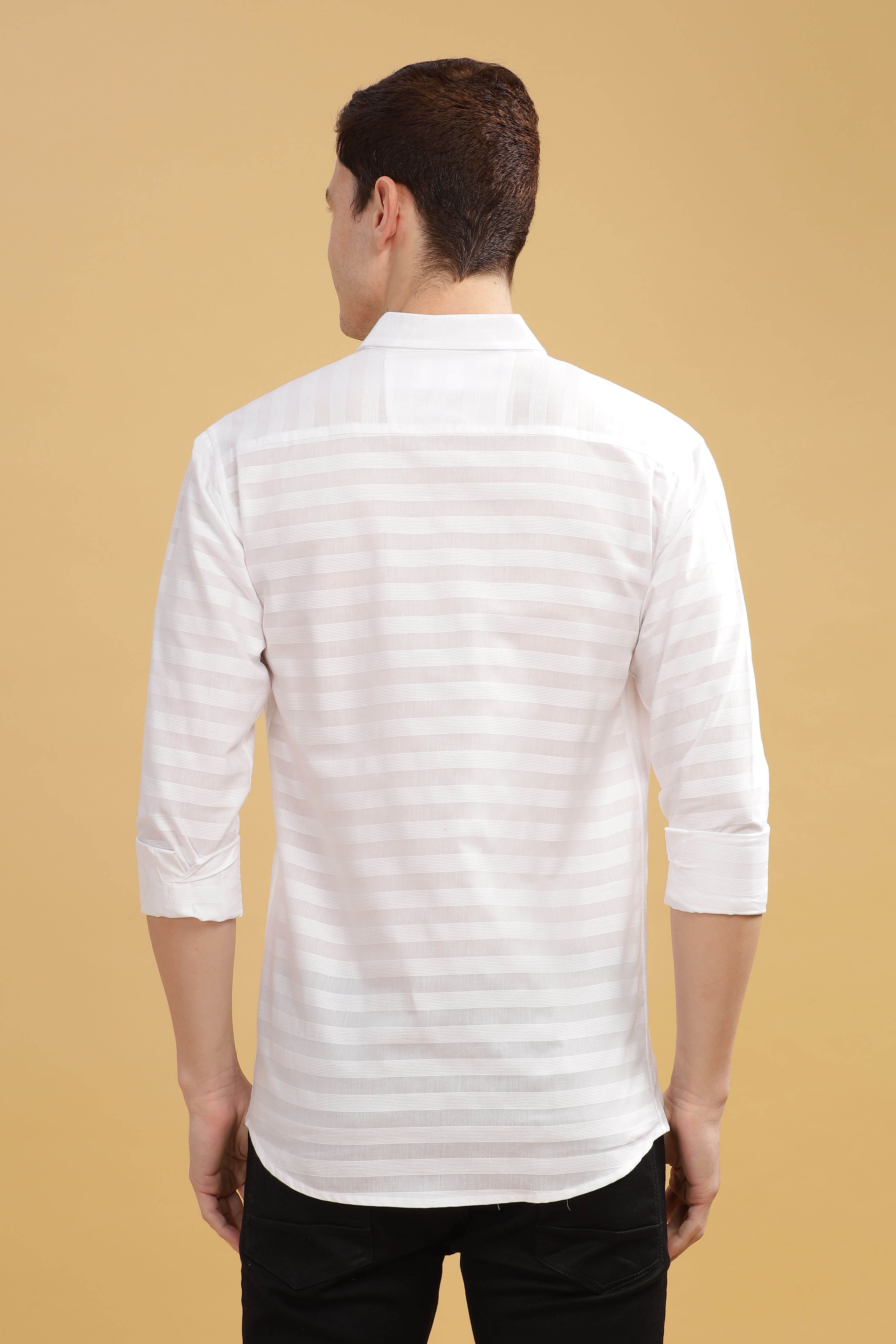 Pure Stripes White Casual Cotton Shirt