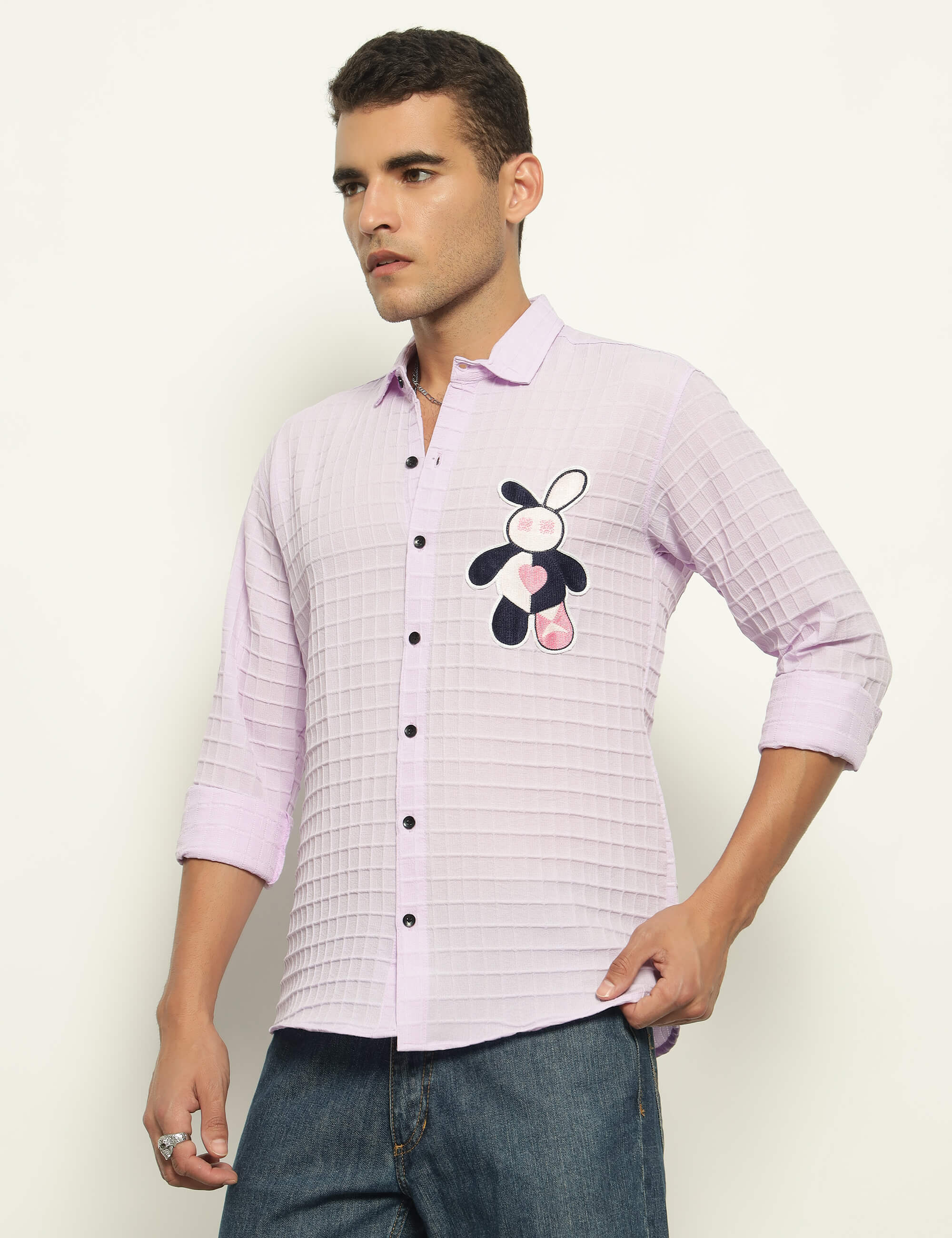 Fun Element Embroidery Patch Lavender Shirt