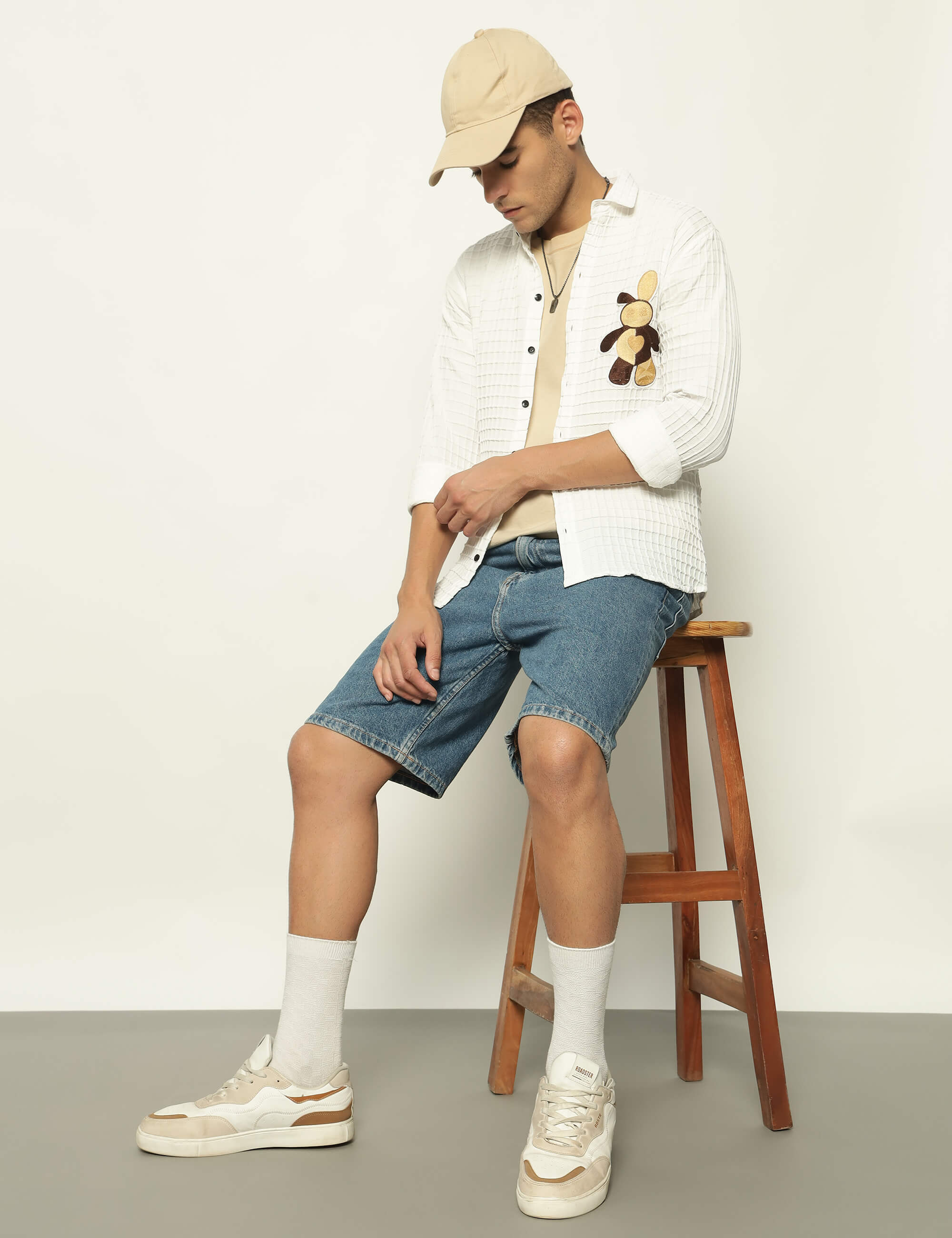 Fun Element Embroidery Patch White Shirt