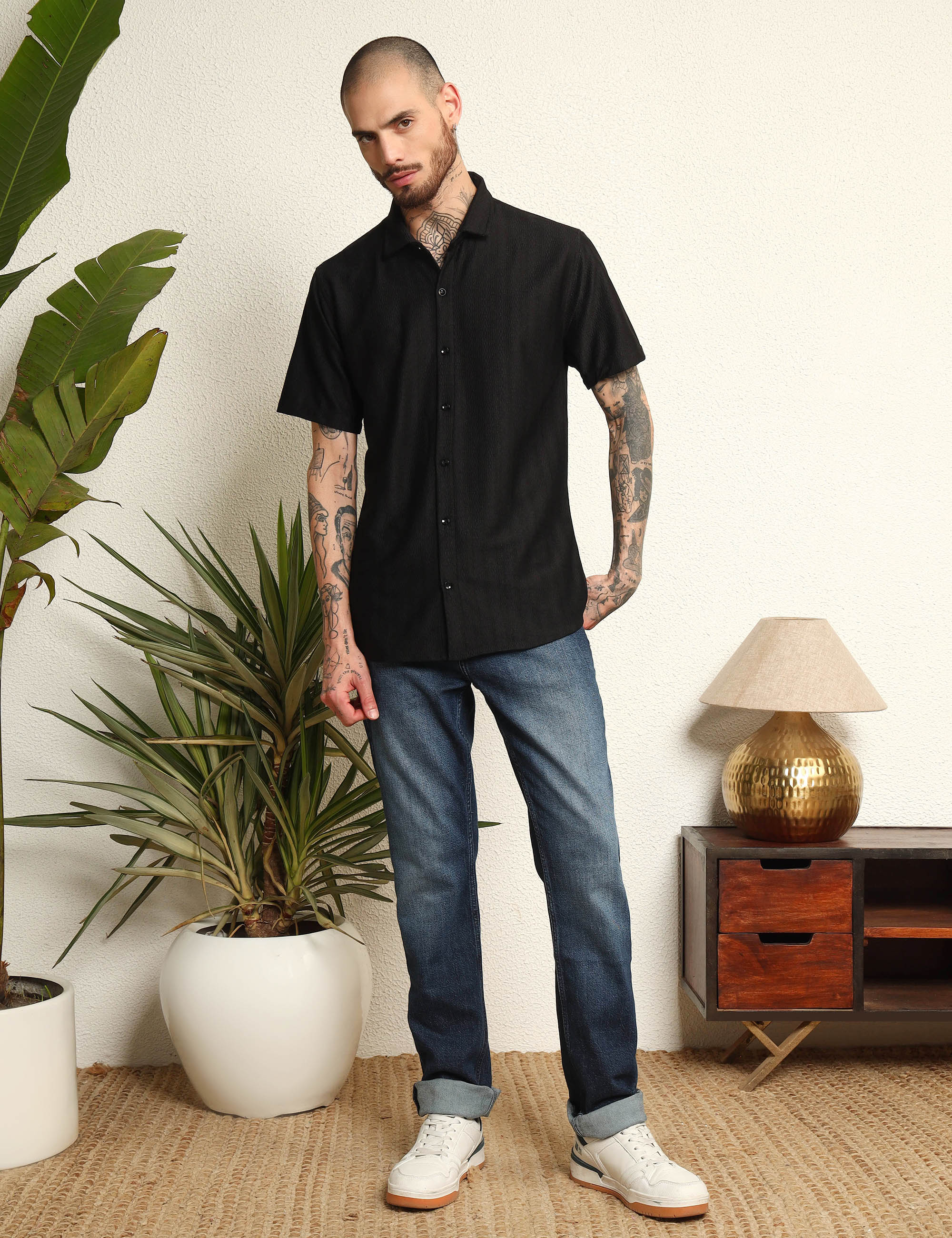 Midnight Black Classic Polyester Blend Shirt