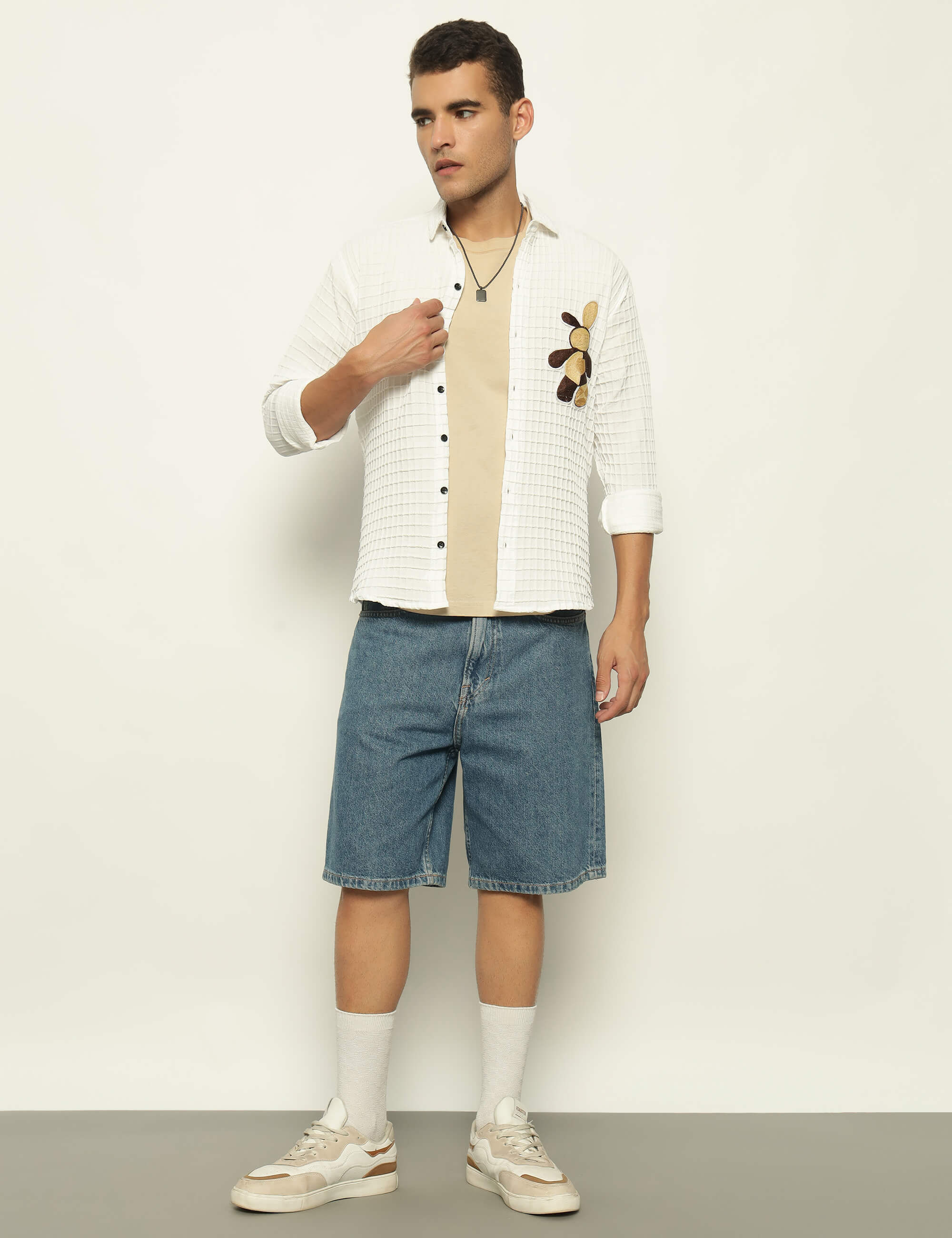 Fun Element Embroidery Patch White Shirt