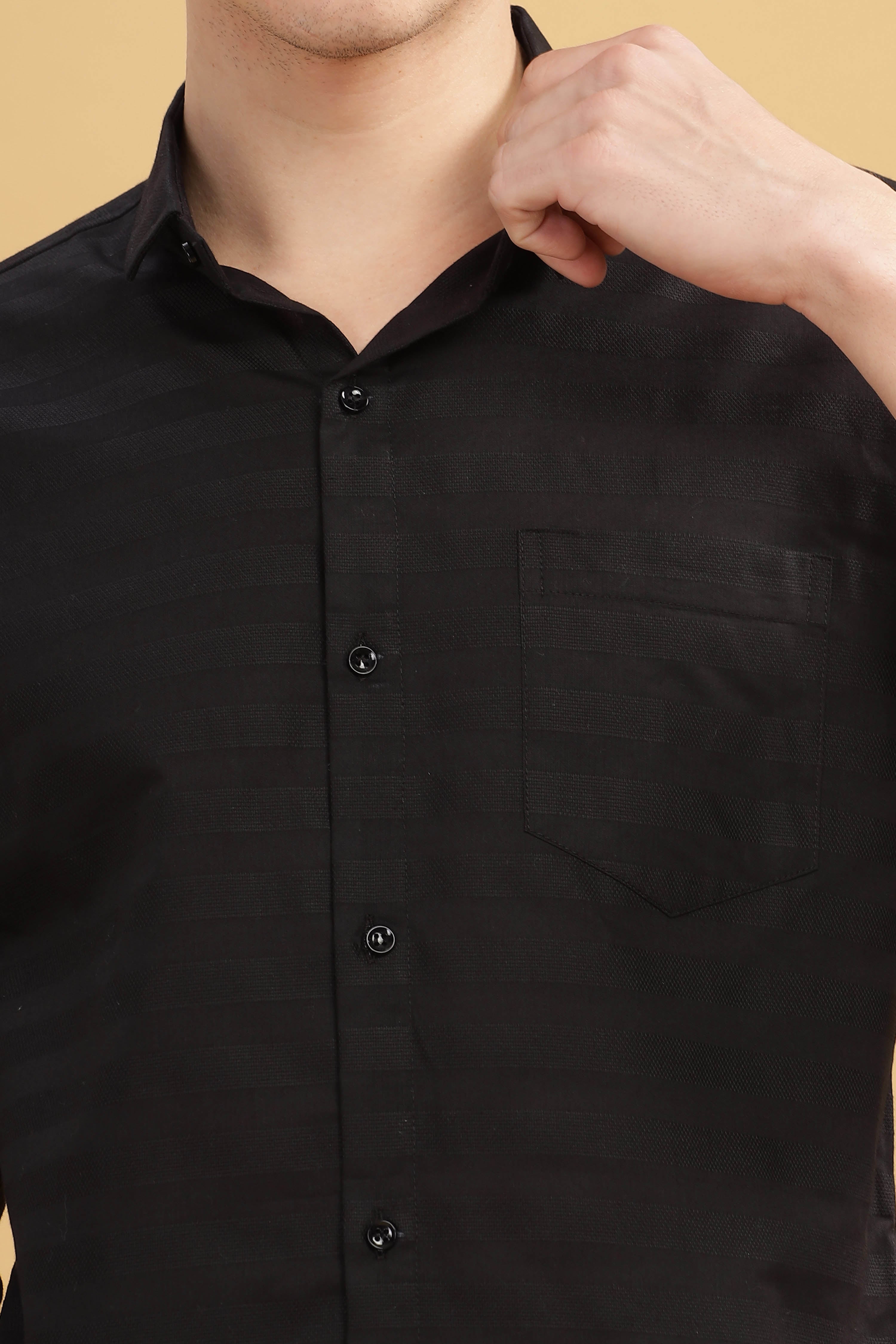 Pure Stripes Black Casual Cotton Shirt
