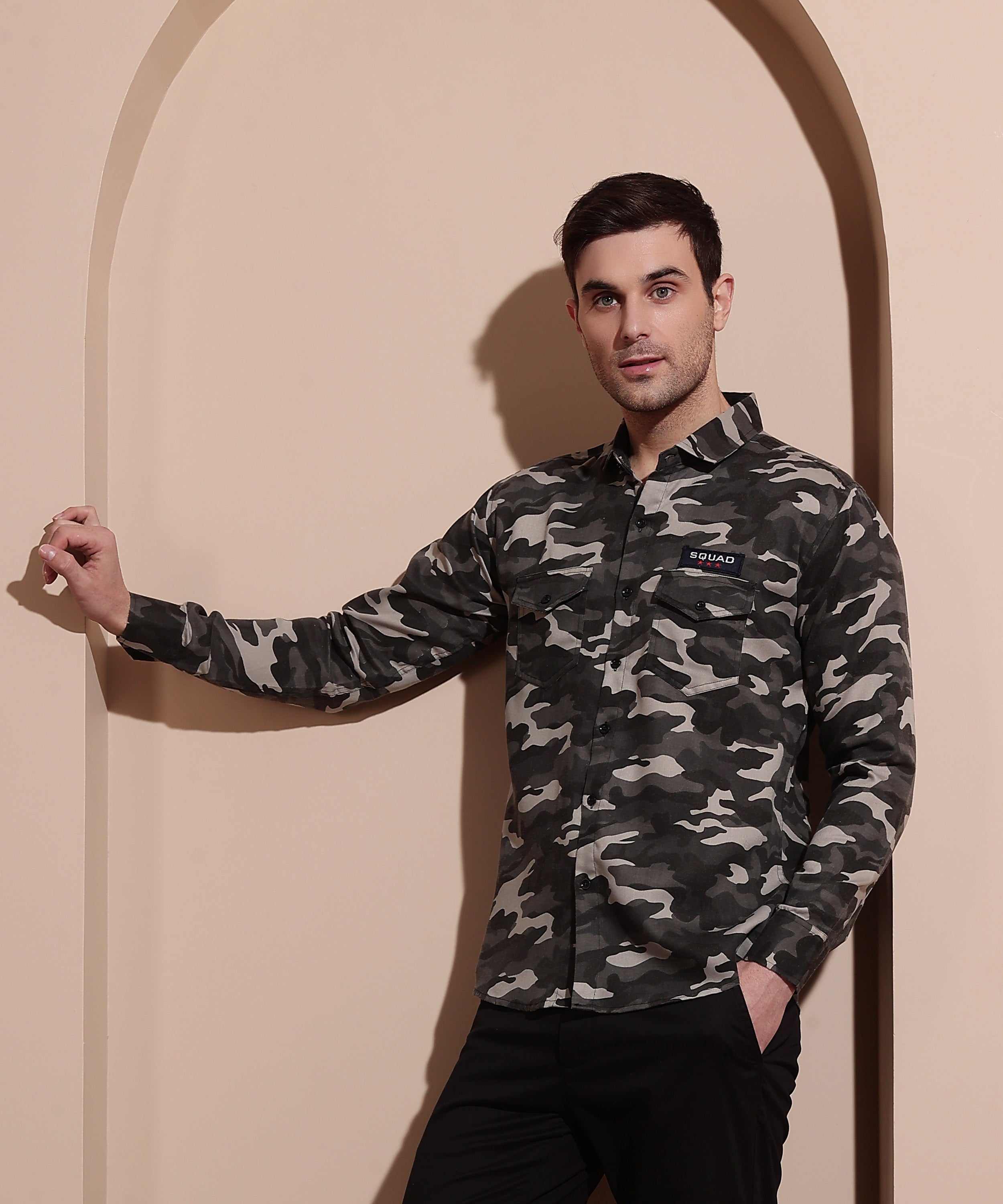 Tactical Grey Camo Cotton Blend Shirt