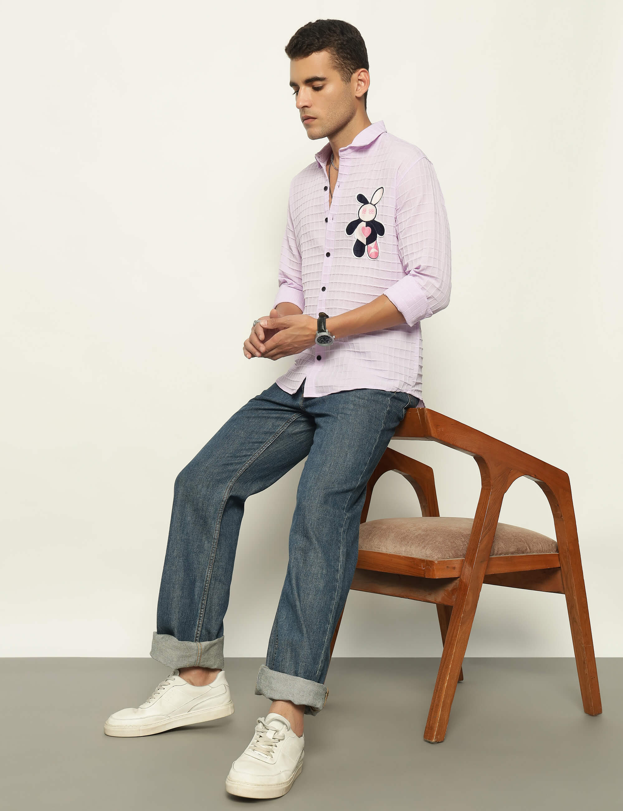 Fun Element Embroidery Patch Lavender Shirt