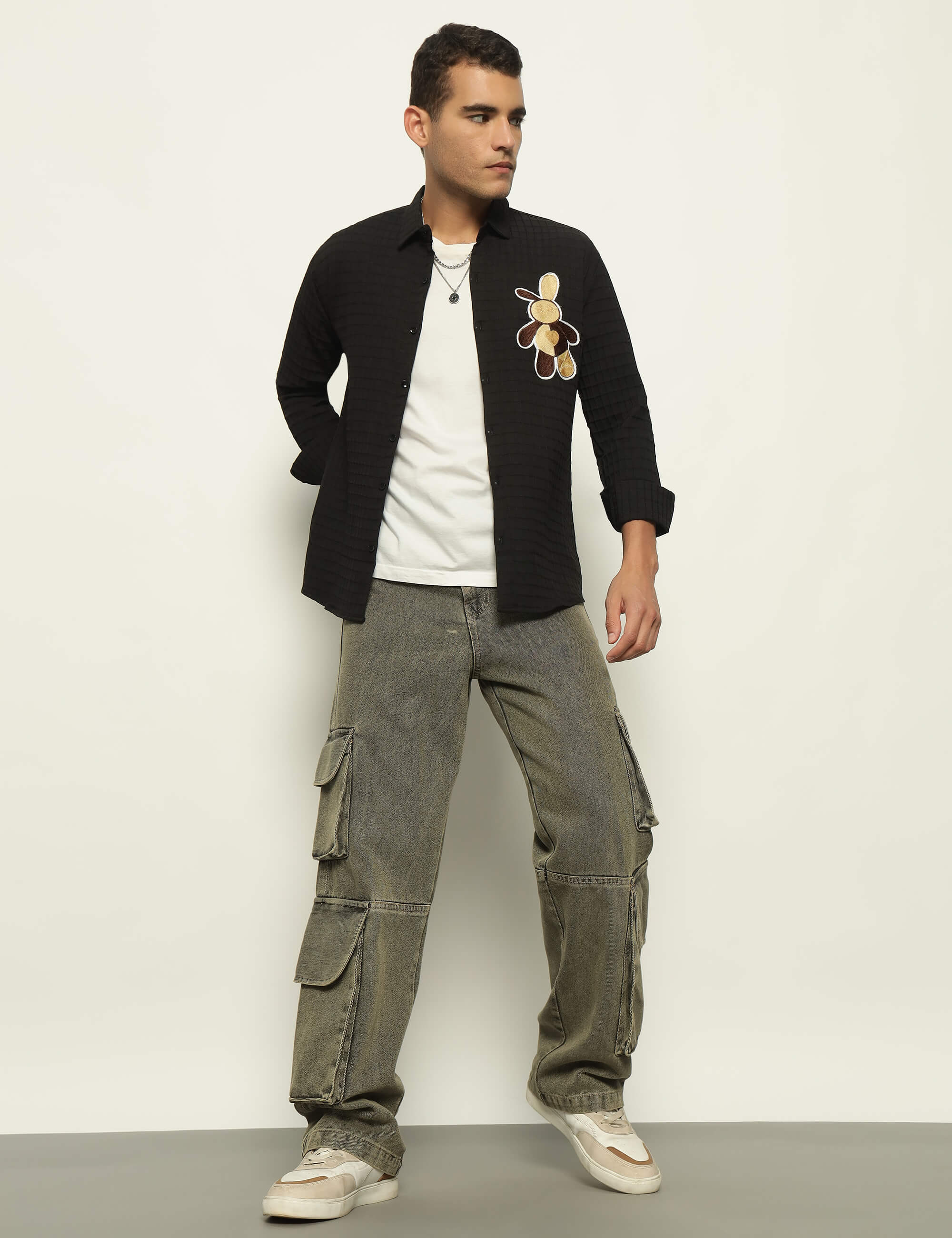 Fun Element Embroidery Patch Black Shirt