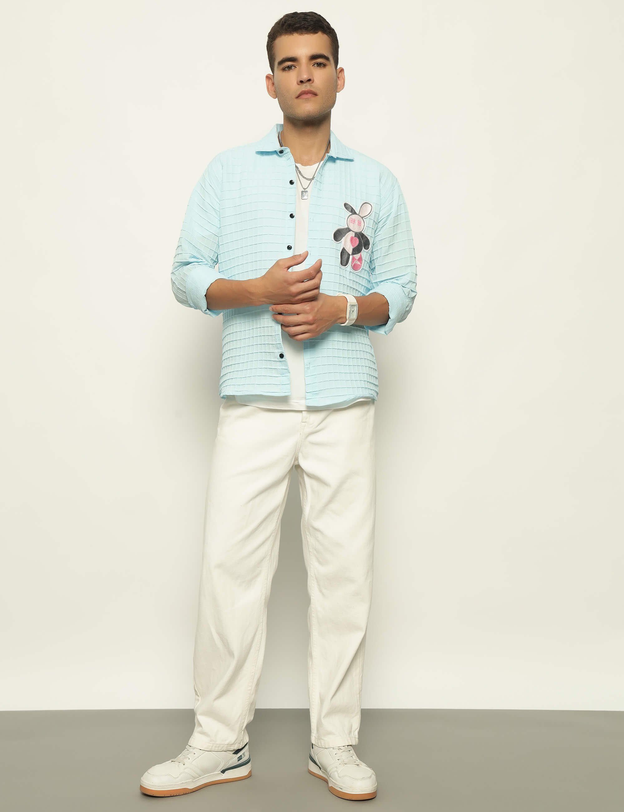 Fun Element Embroidery Patch Light Blue Shirt