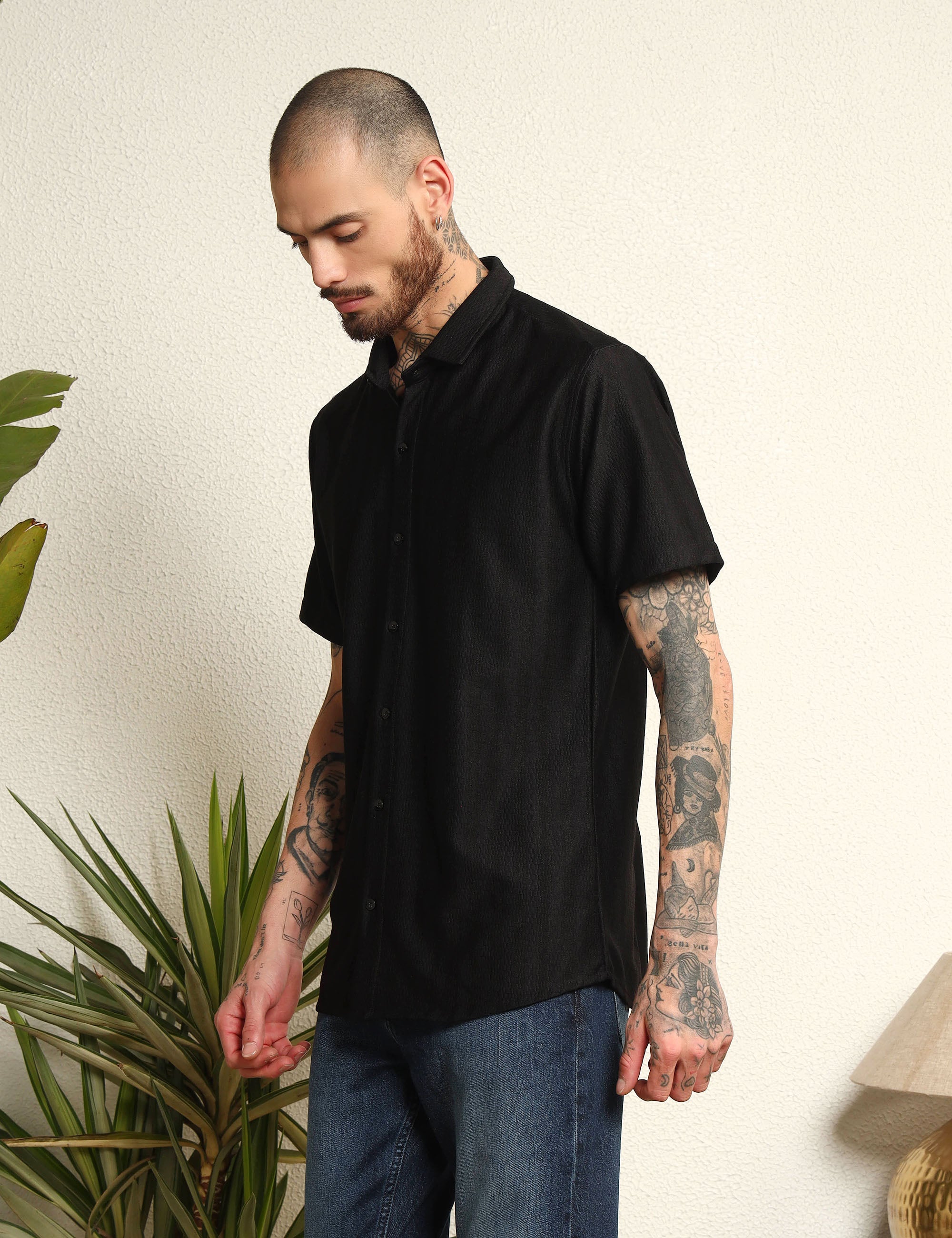 Midnight Black Classic Polyester Blend Shirt