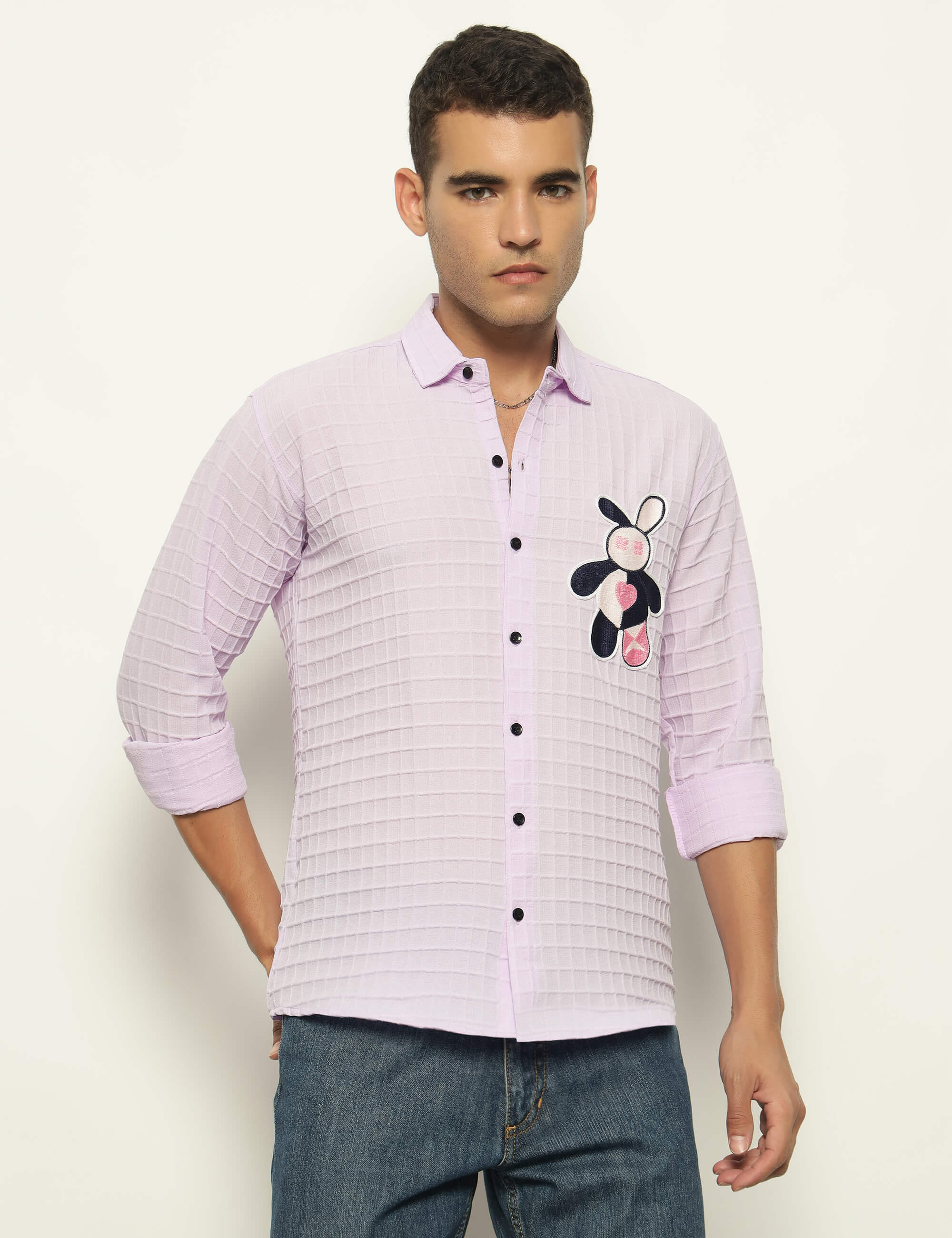 Fun Element Embroidery Patch Lavender Shirt