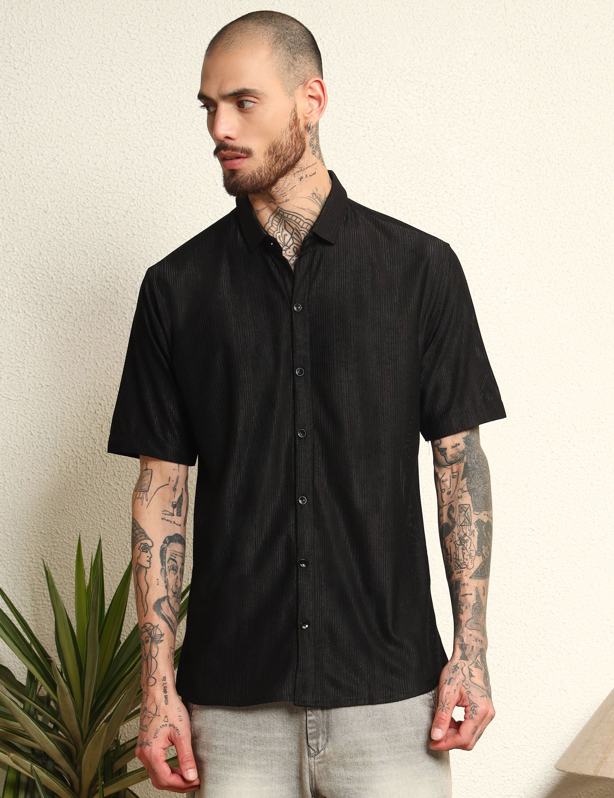 Eclipse Black Polyester Blend Shirt