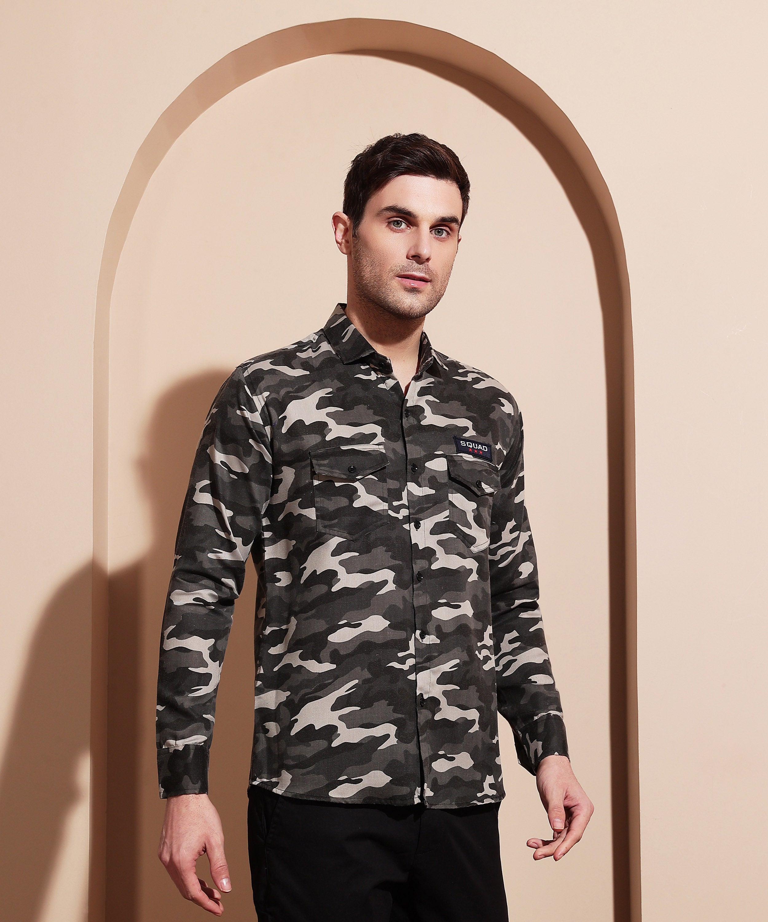 Tactical Grey Camo Cotton Blend Shirt