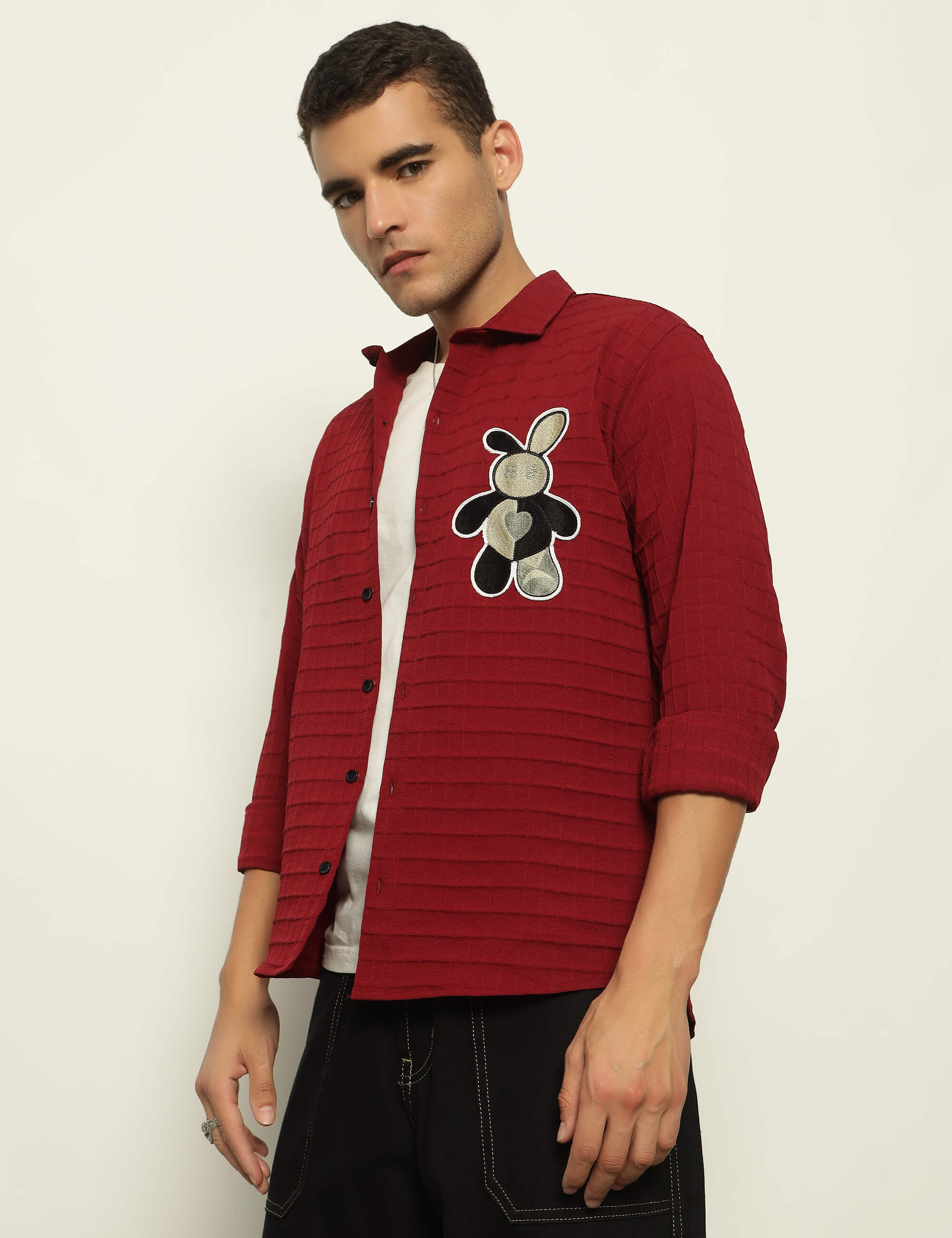 Fun Element Embroidery Patch Maroon Shirt