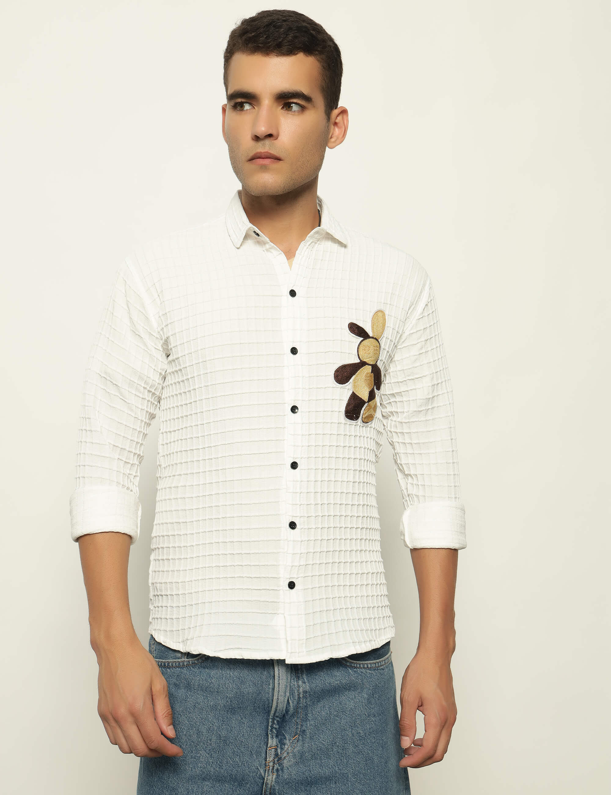 Fun Element Embroidery Patch White Shirt