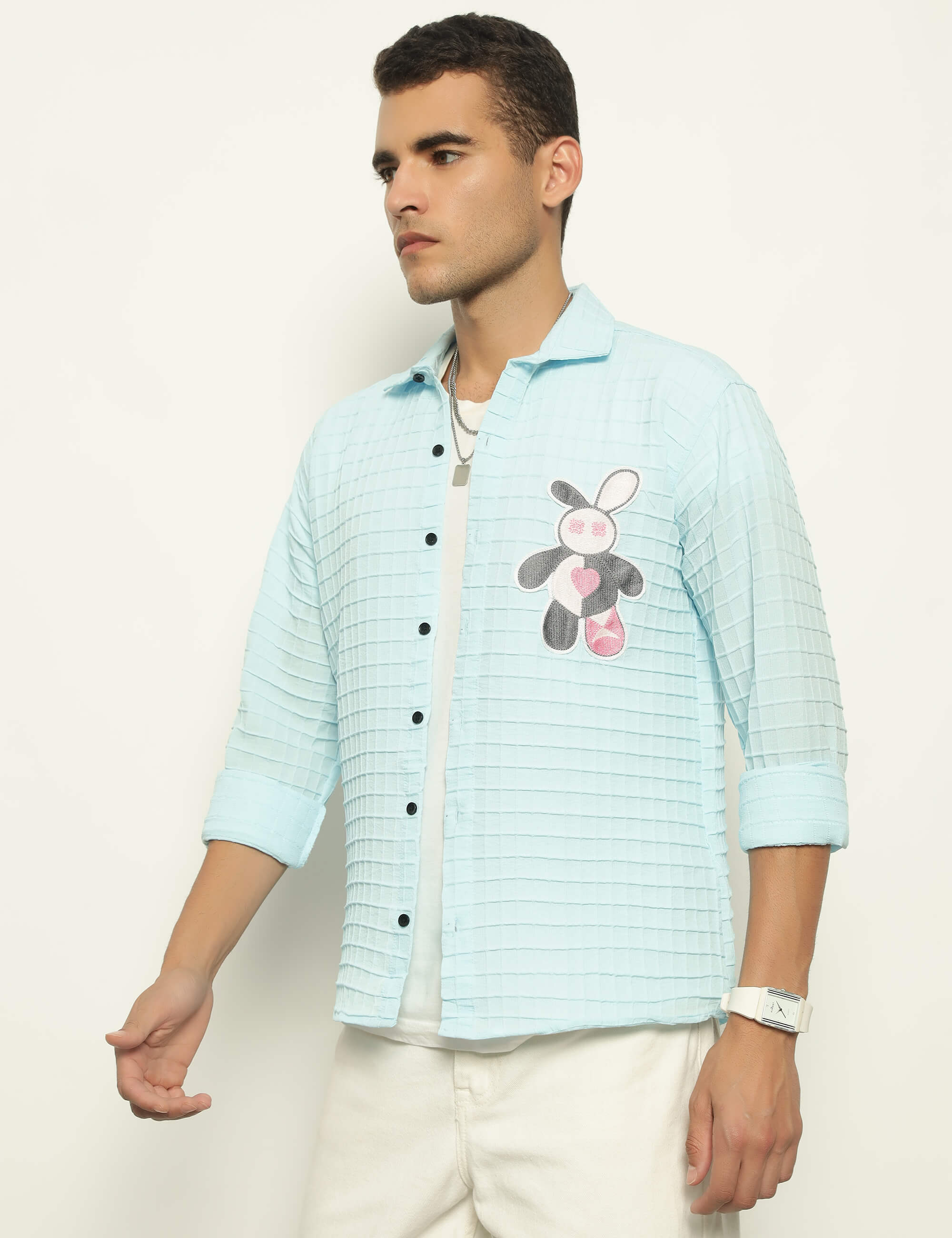 Fun Element Embroidery Patch Light Blue Shirt