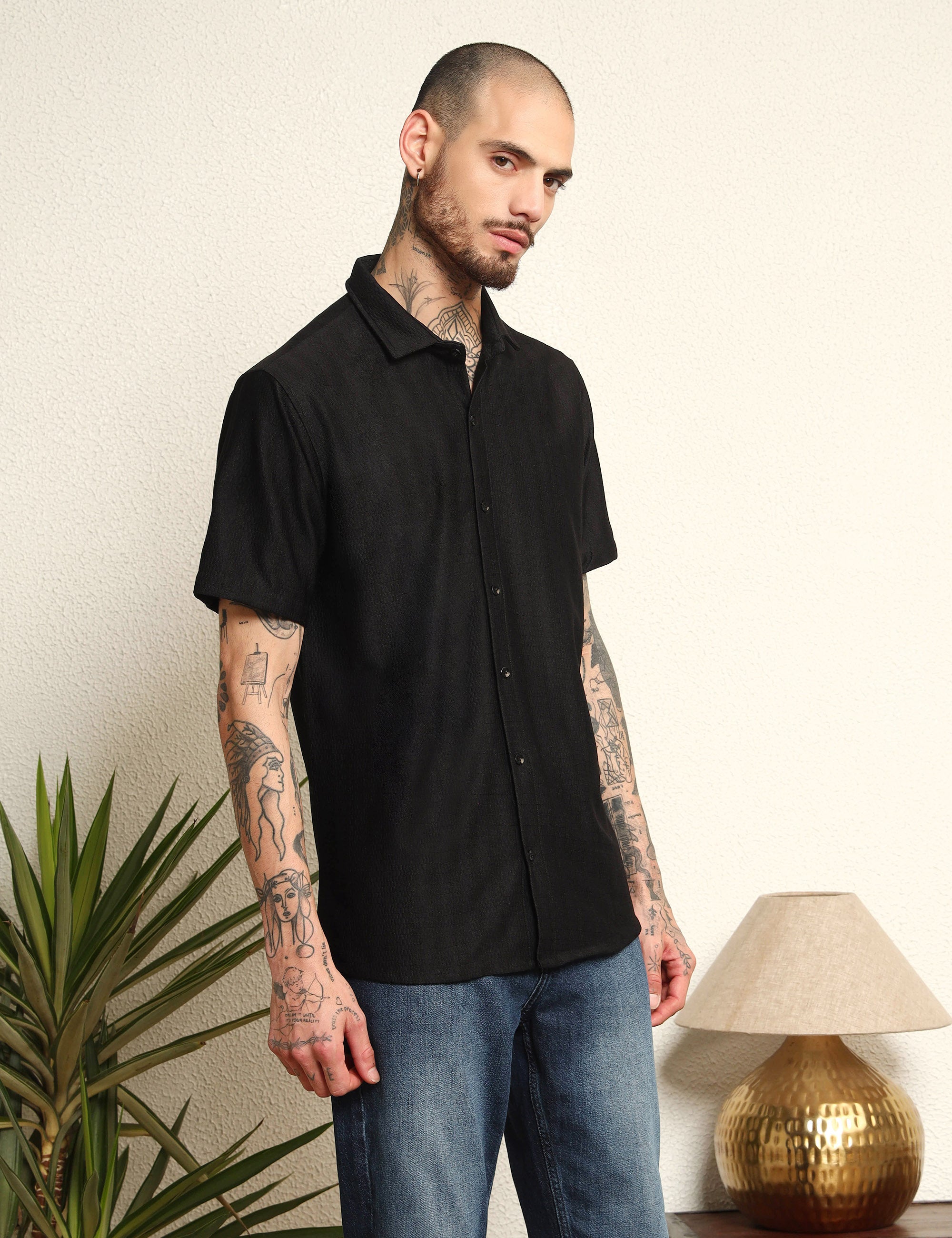 Midnight Black Classic Polyester Blend Shirt
