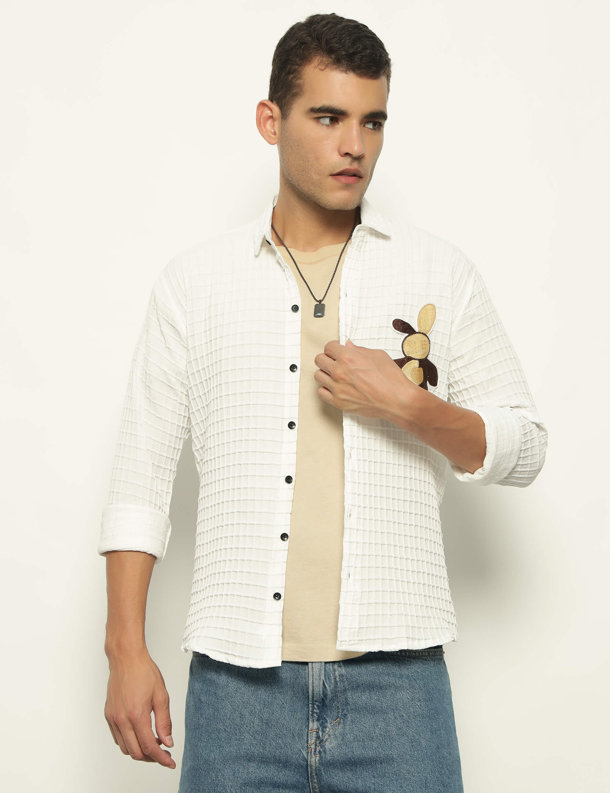 Fun Element Embroidery Patch White Shirt