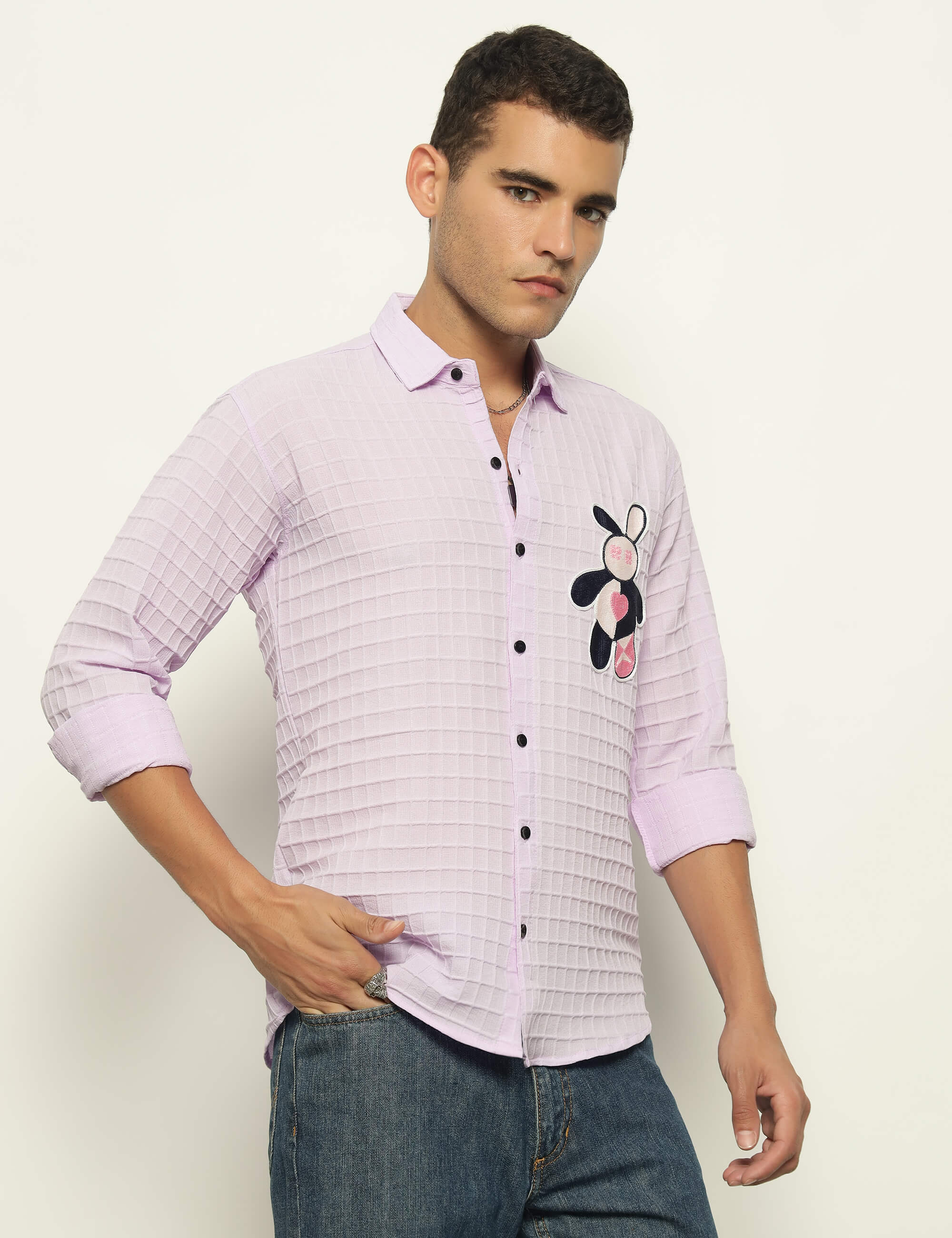 Fun Element Embroidery Patch Lavender Shirt