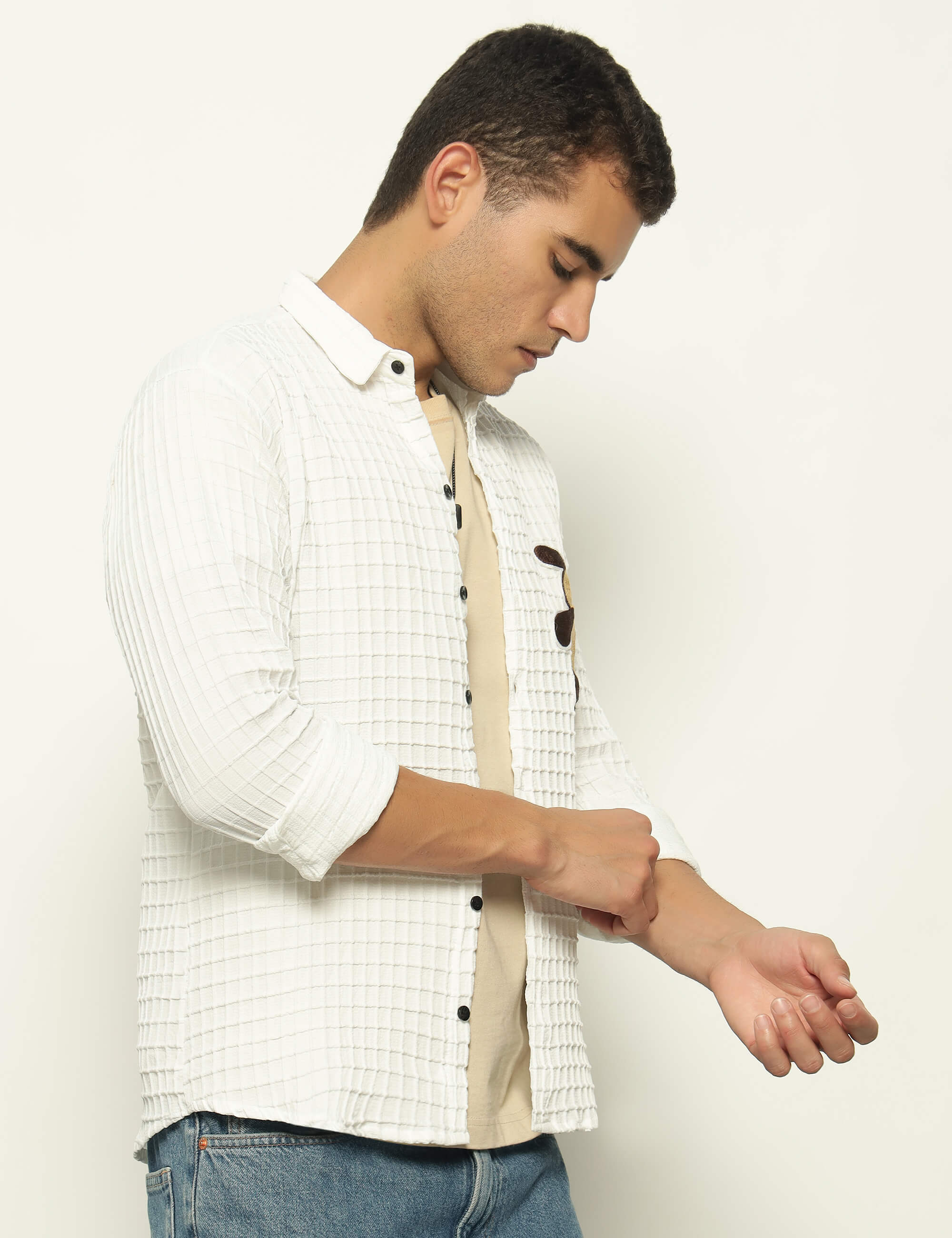 Fun Element Embroidery Patch White Shirt