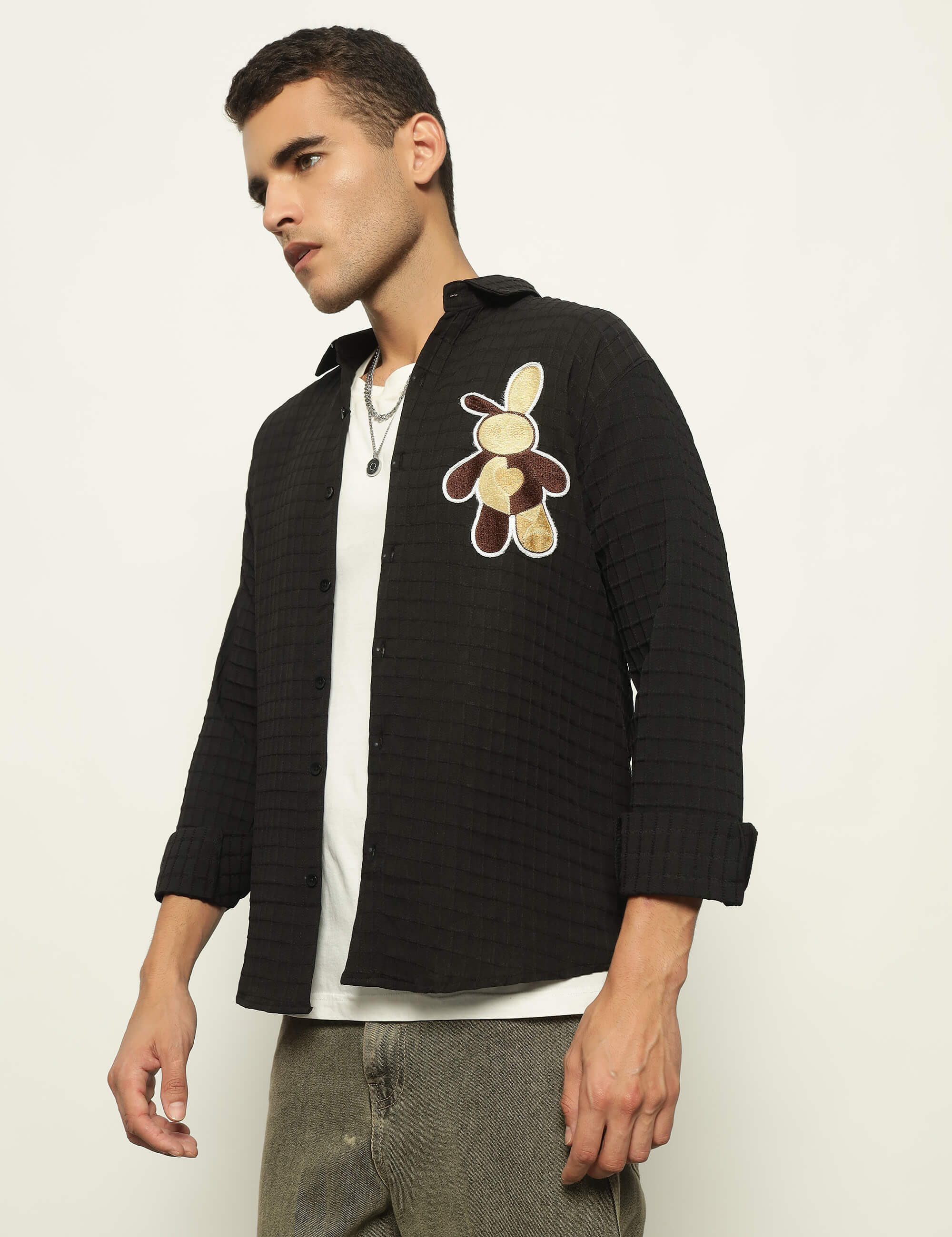 Fun Element Embroidery Patch Black Shirt