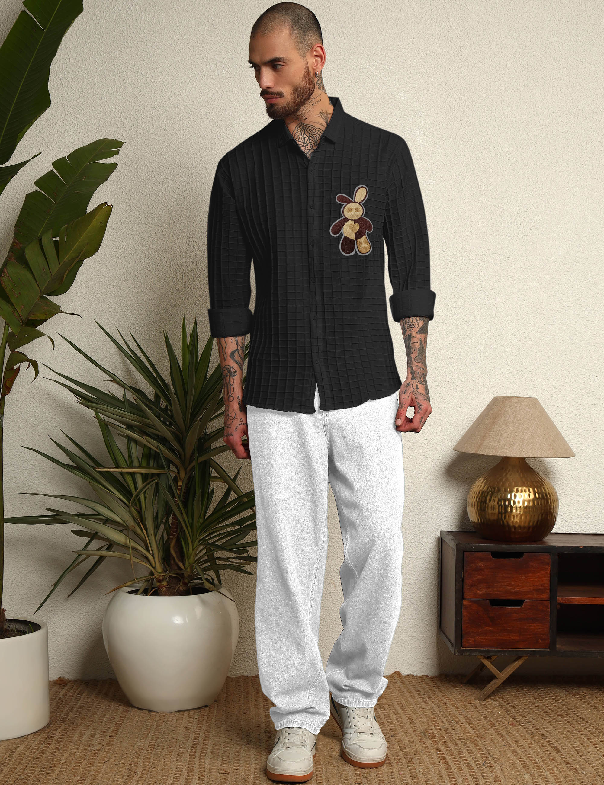 Fun Element Embroidery Patch Black Shirt