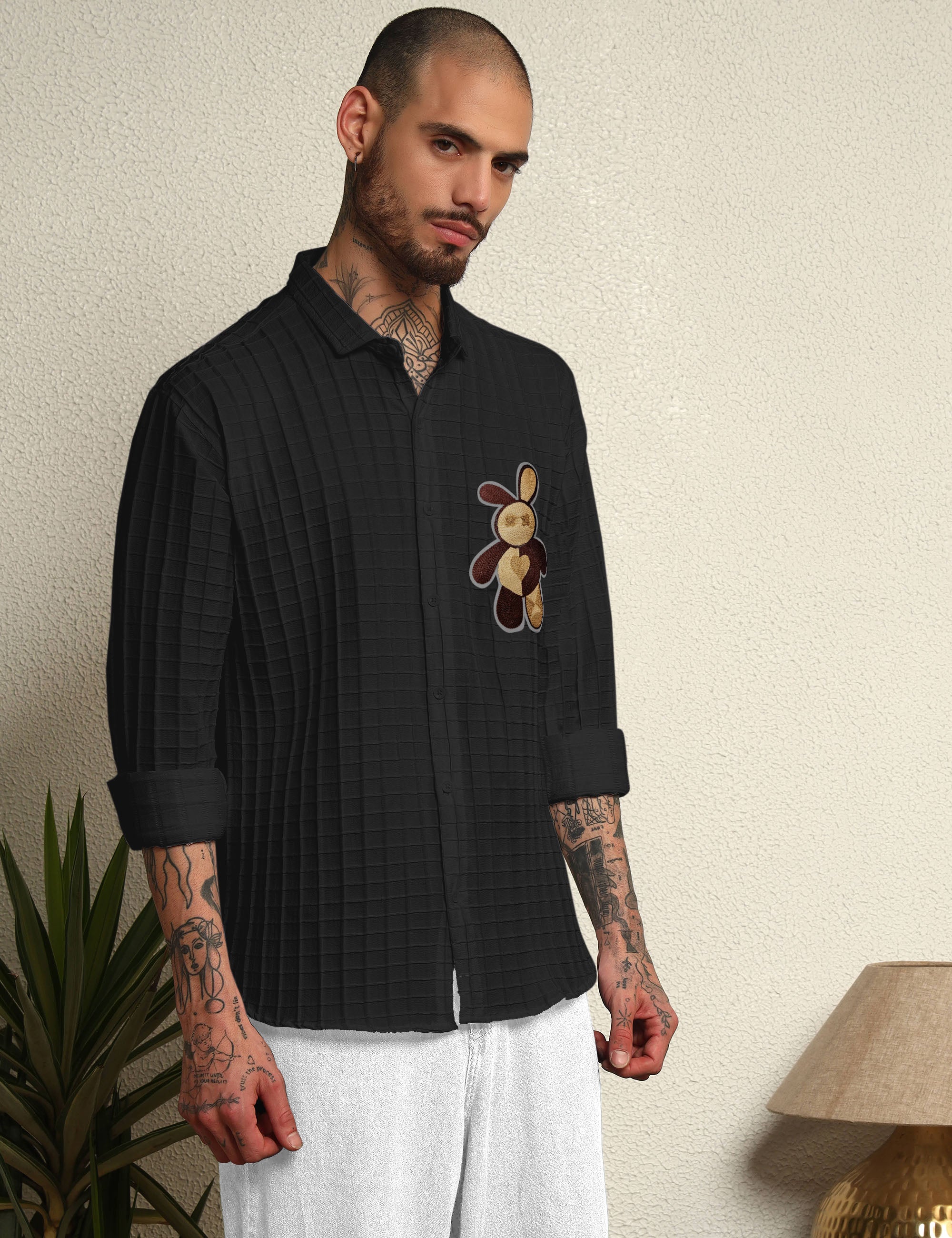 Fun Element Embroidery Patch Black Shirt
