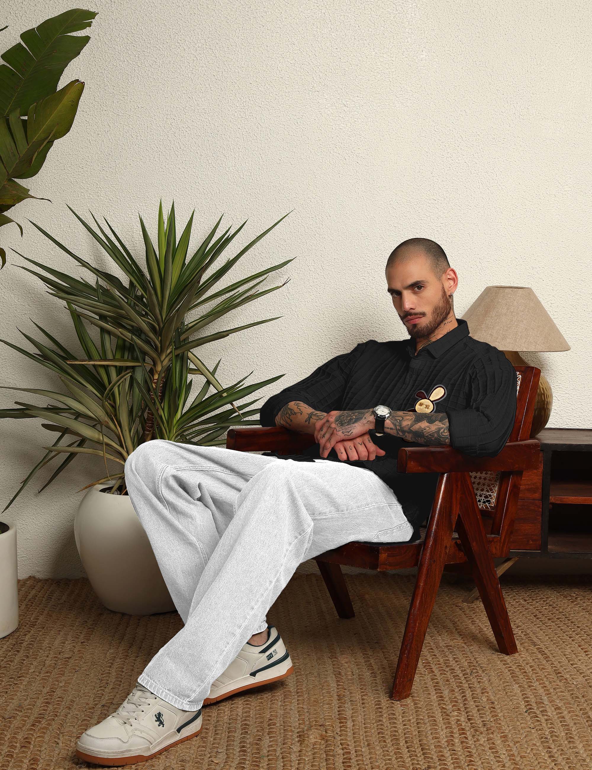 Fun Element Embroidery Patch Black Shirt