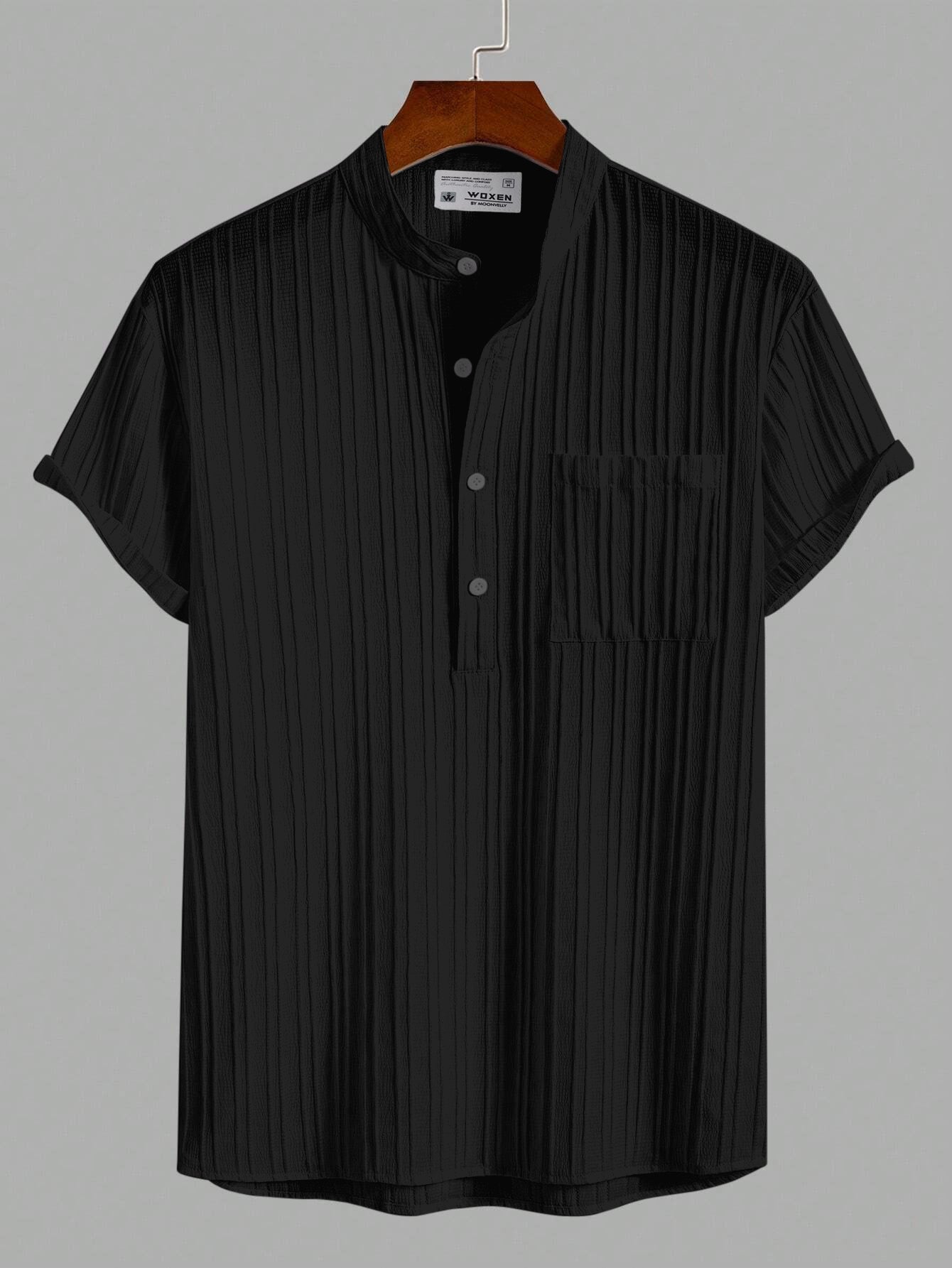 Black Breeze Mandarin Collar Shirt