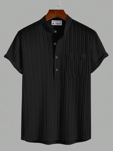 Black Breeze Mandarin Collar Shirt