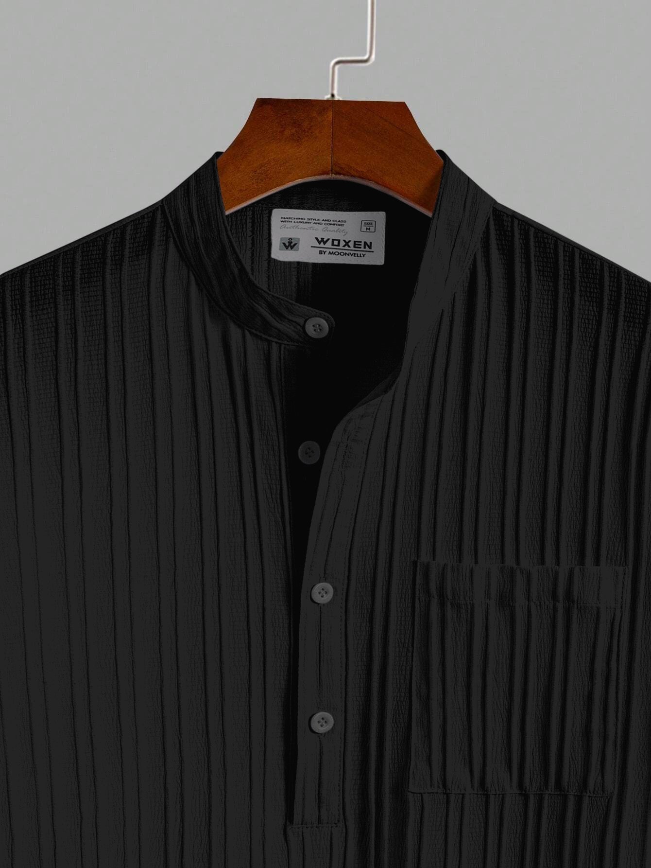 Black Breeze Mandarin Collar Shirt